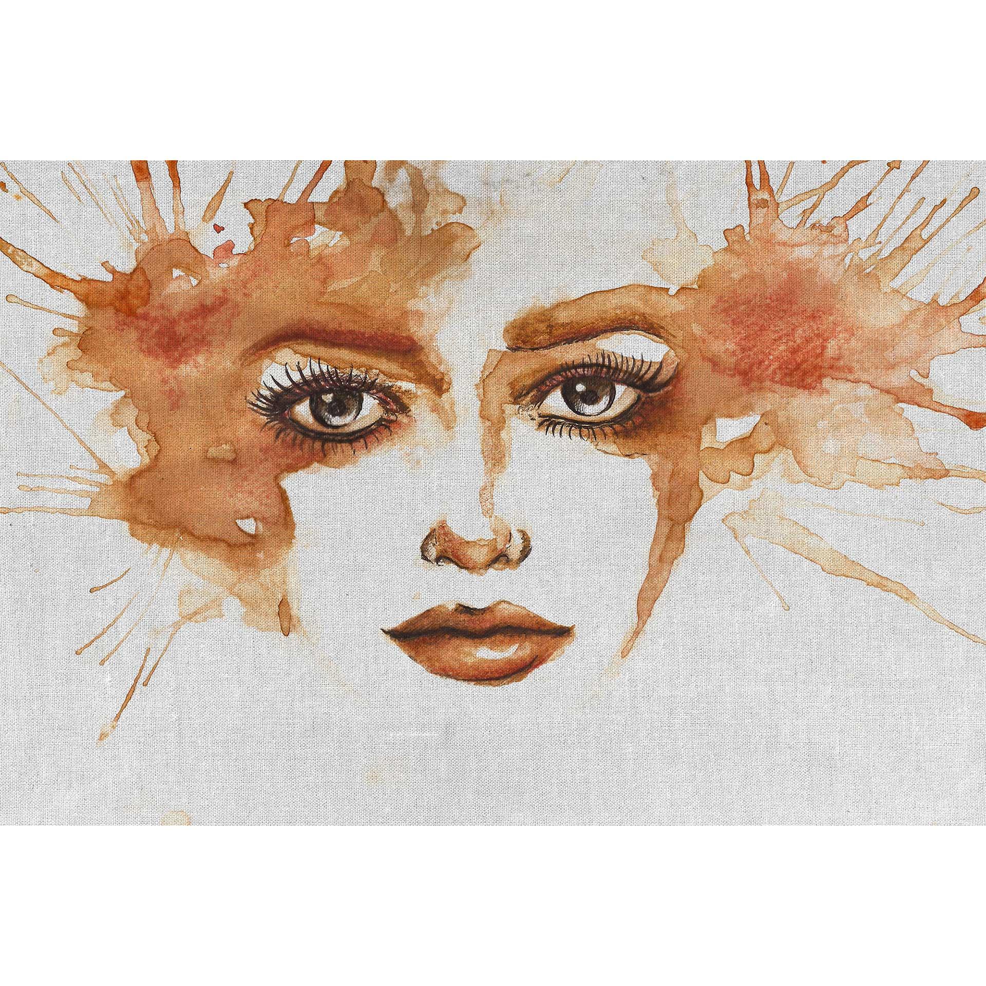 Livingwalls papier peint photo ARTist Watercolour Face gris, orange