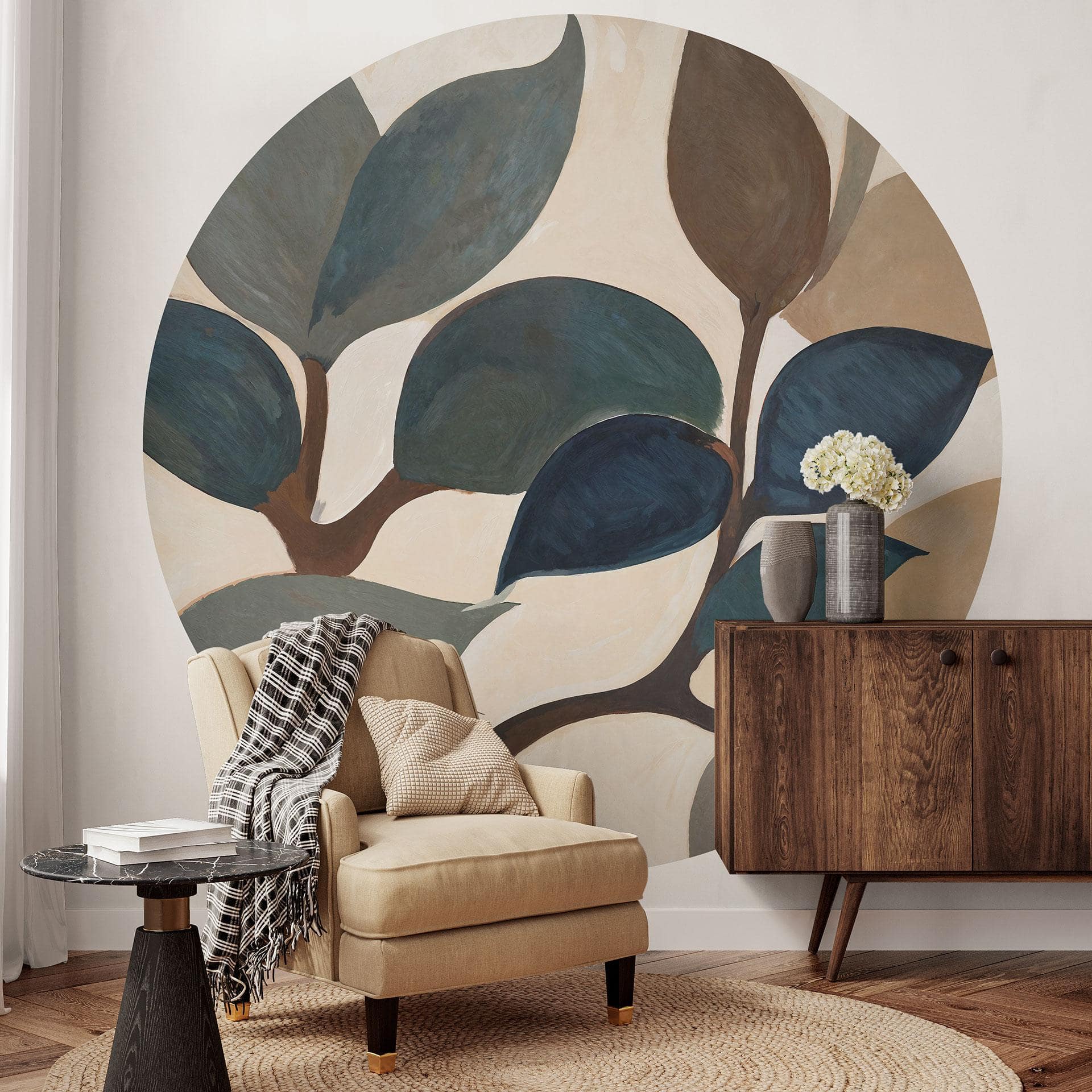 Fotobehang Emil's Garden - Botanische Bladeren - Sir Edward x Grigory Gladarev - Rond