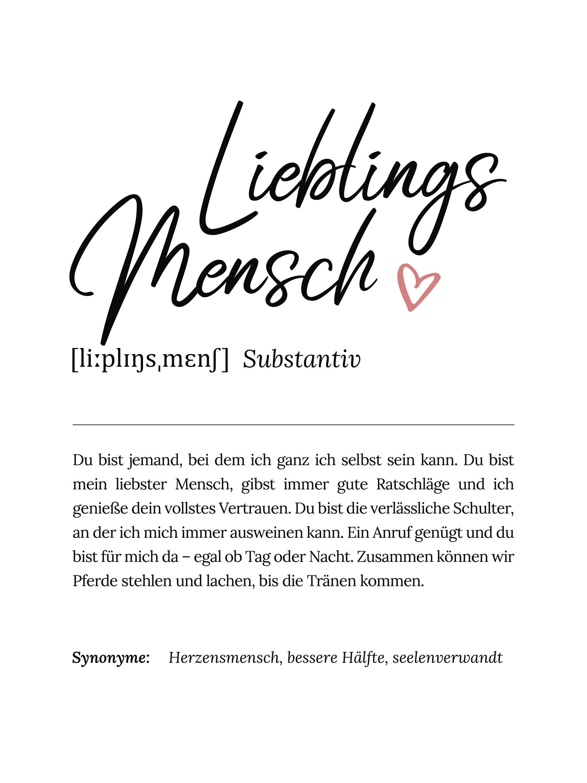 Personalisiertes Poster Definition - Lieblingsmensch