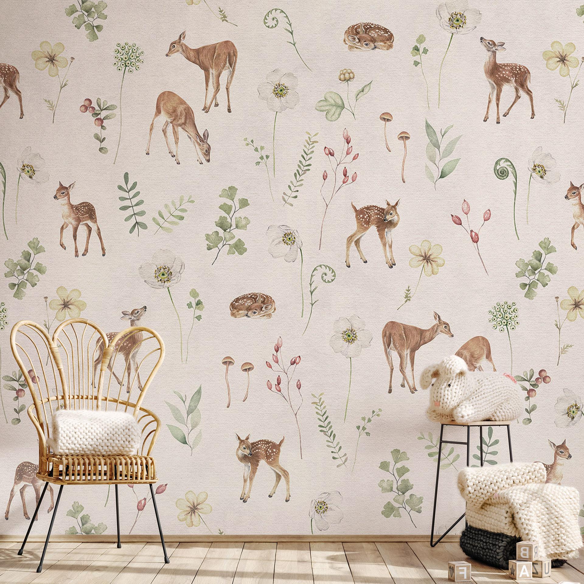 Lille hjortetapet blandt blomster - Kikki Belle