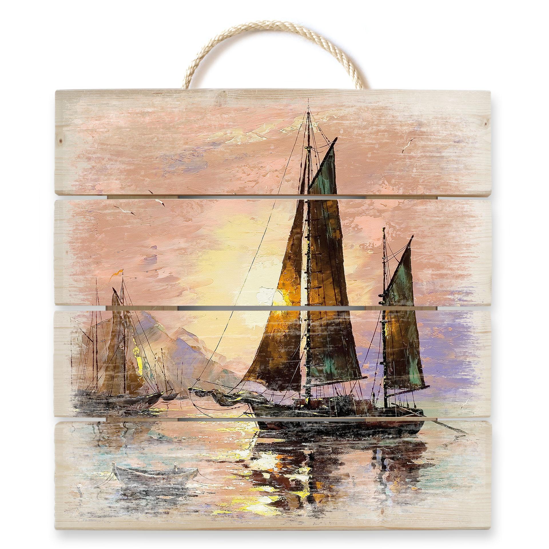 Obraz drewniany Żaglówka - 40x41,5 cm
