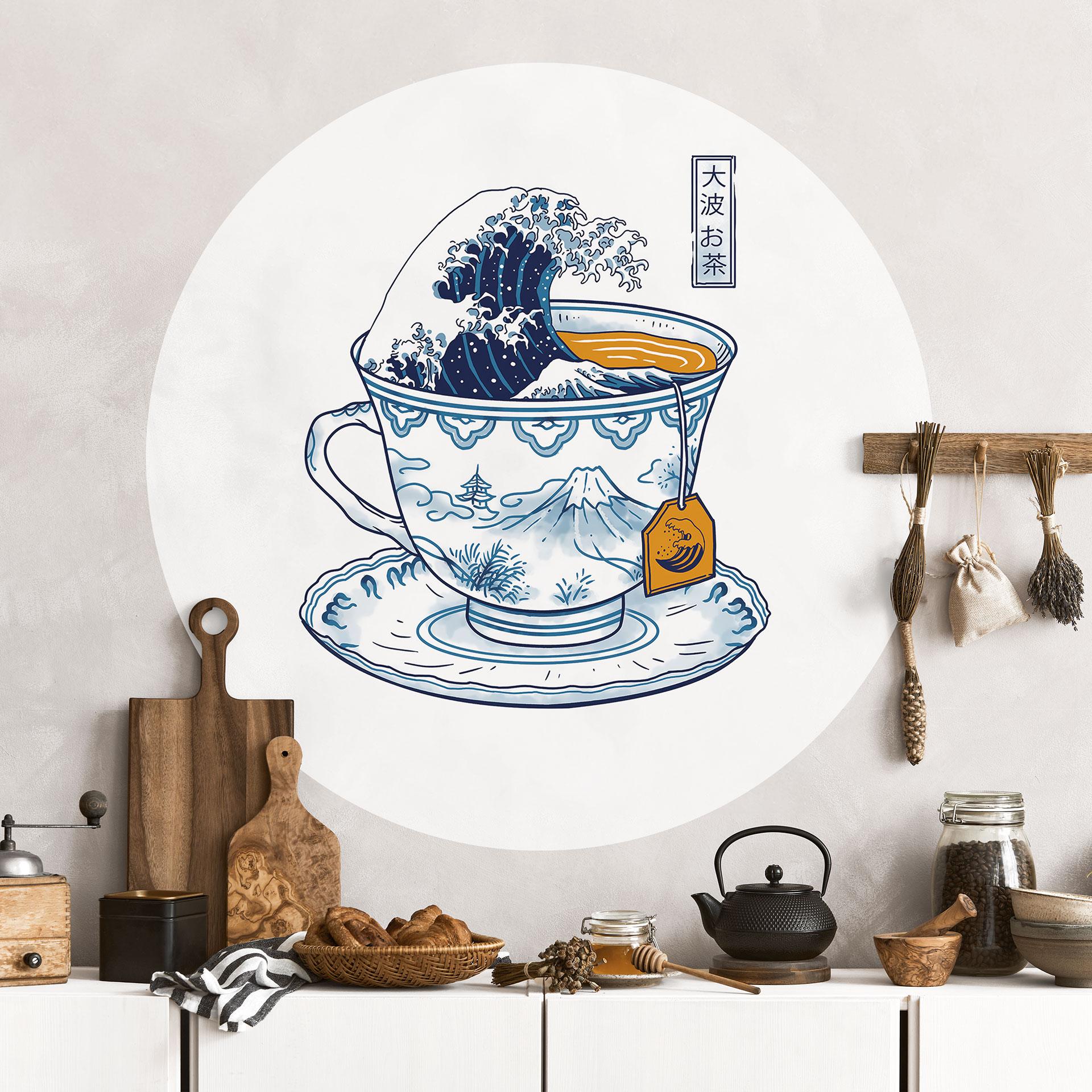 Sticker mural Thé grande vague, style Hokusai - Trinidad - Ronde