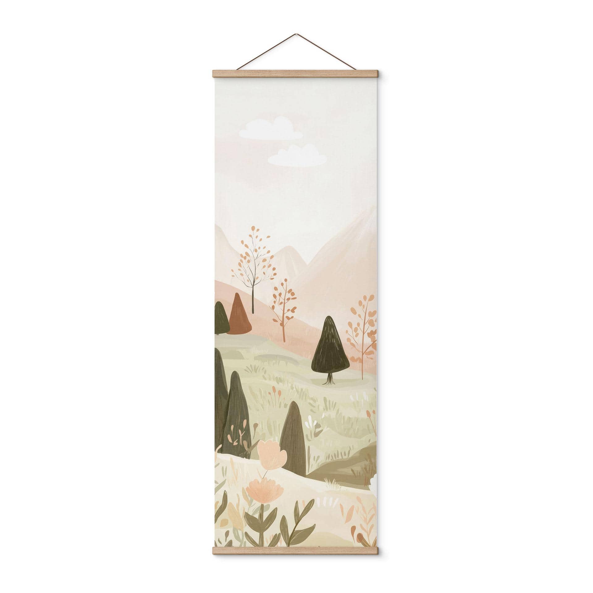 Tekstil plakat bjerglandskab med blomster - Treechild - Panorama