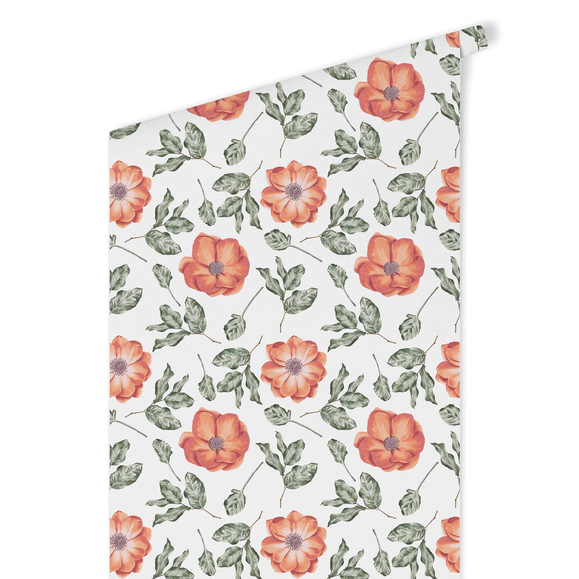 Patroonbehang – Aquarel Bloemen 05 – rood
