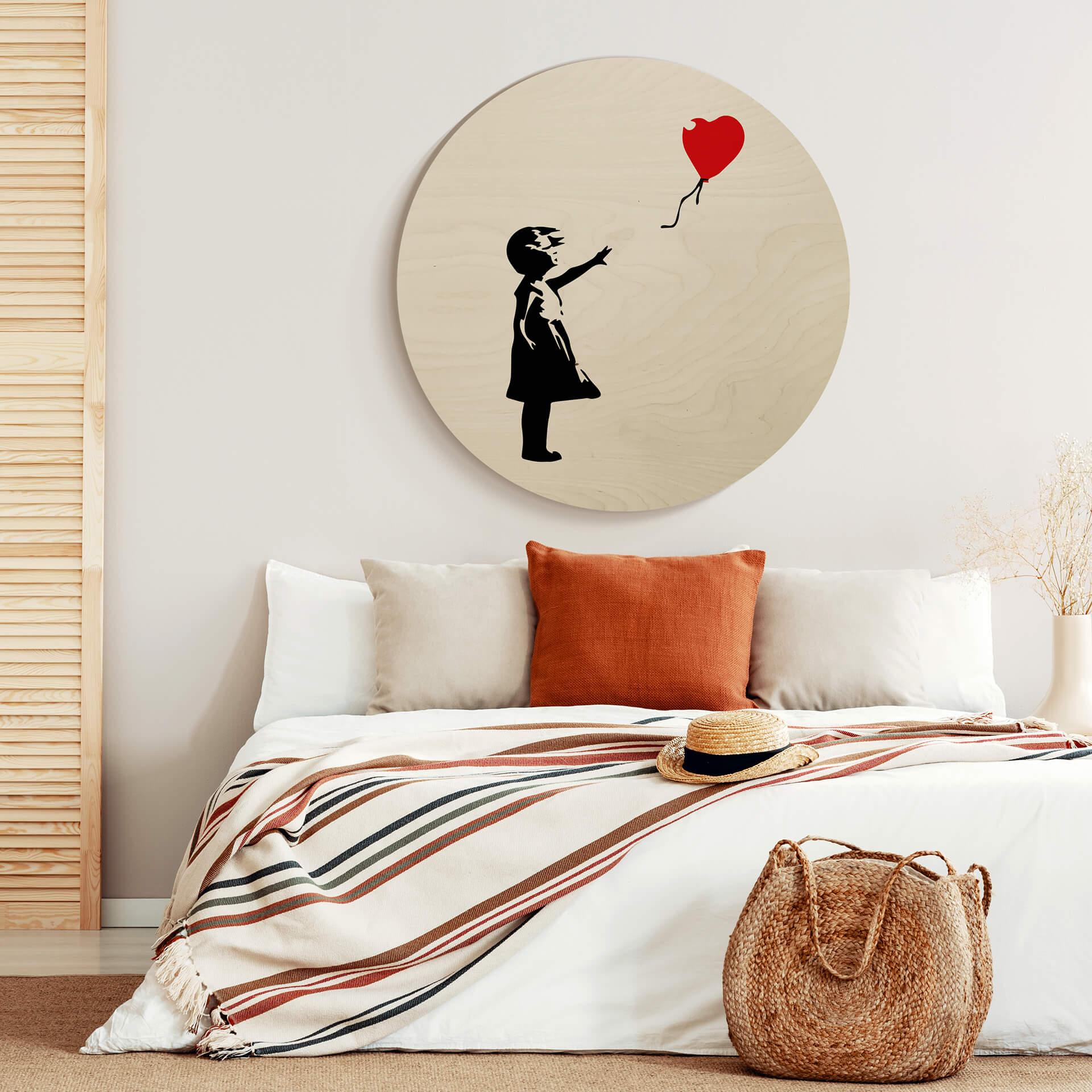 Træbillede Banksy - Girl with the red balloon