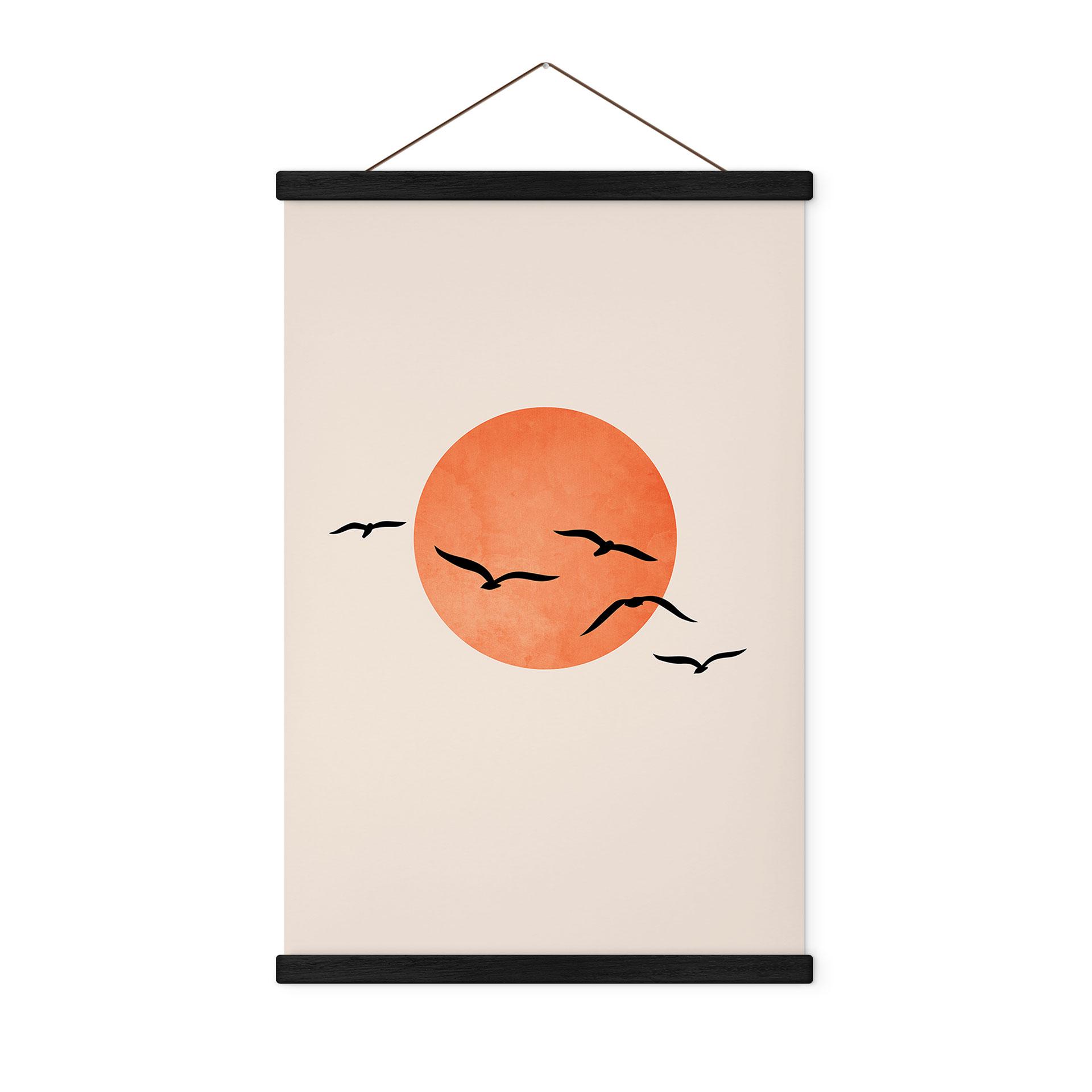Tekstil plakat Trækfugle flyver mod solen - Kubistika