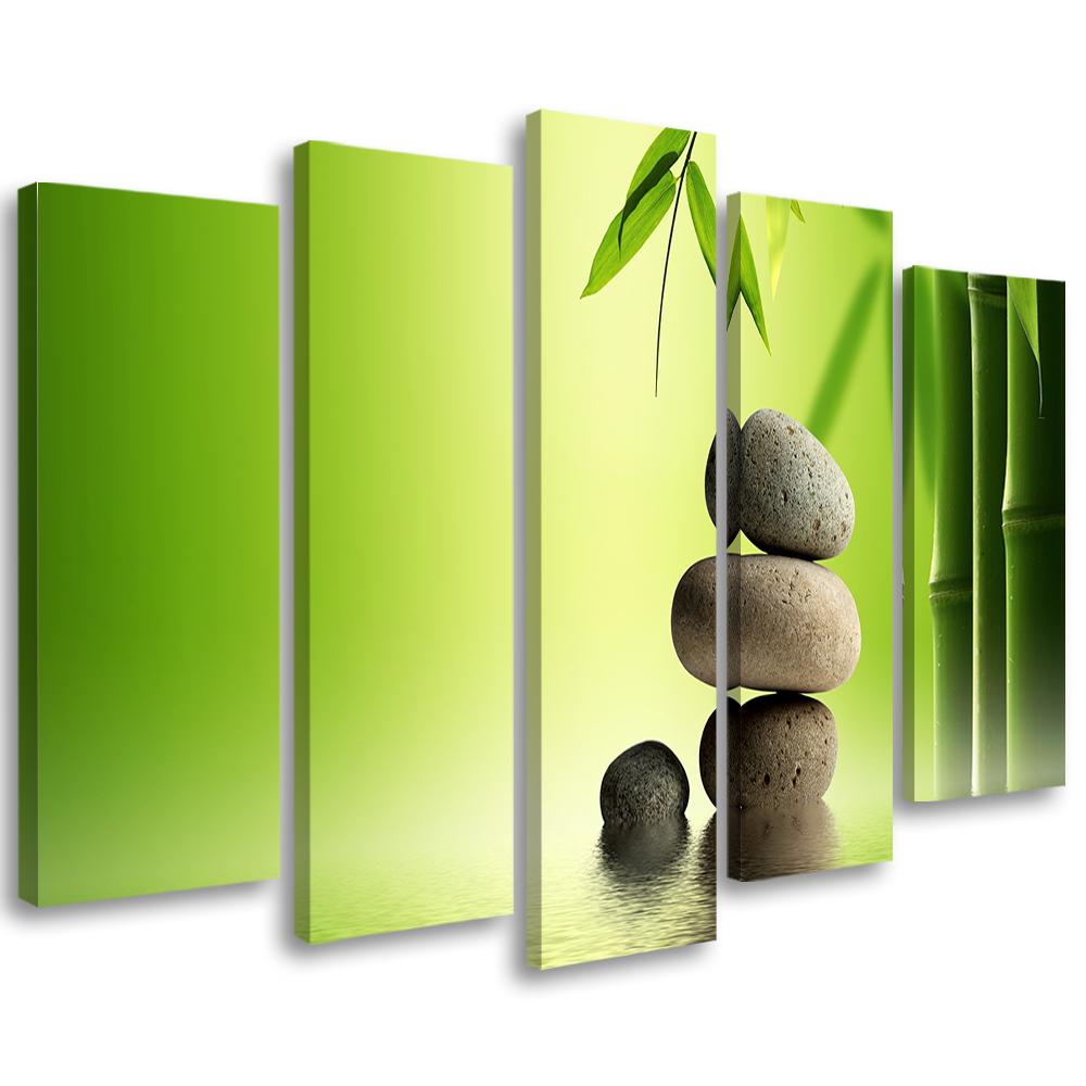 Lærred print 5 styk, GREEN Stones Bamboo Zen