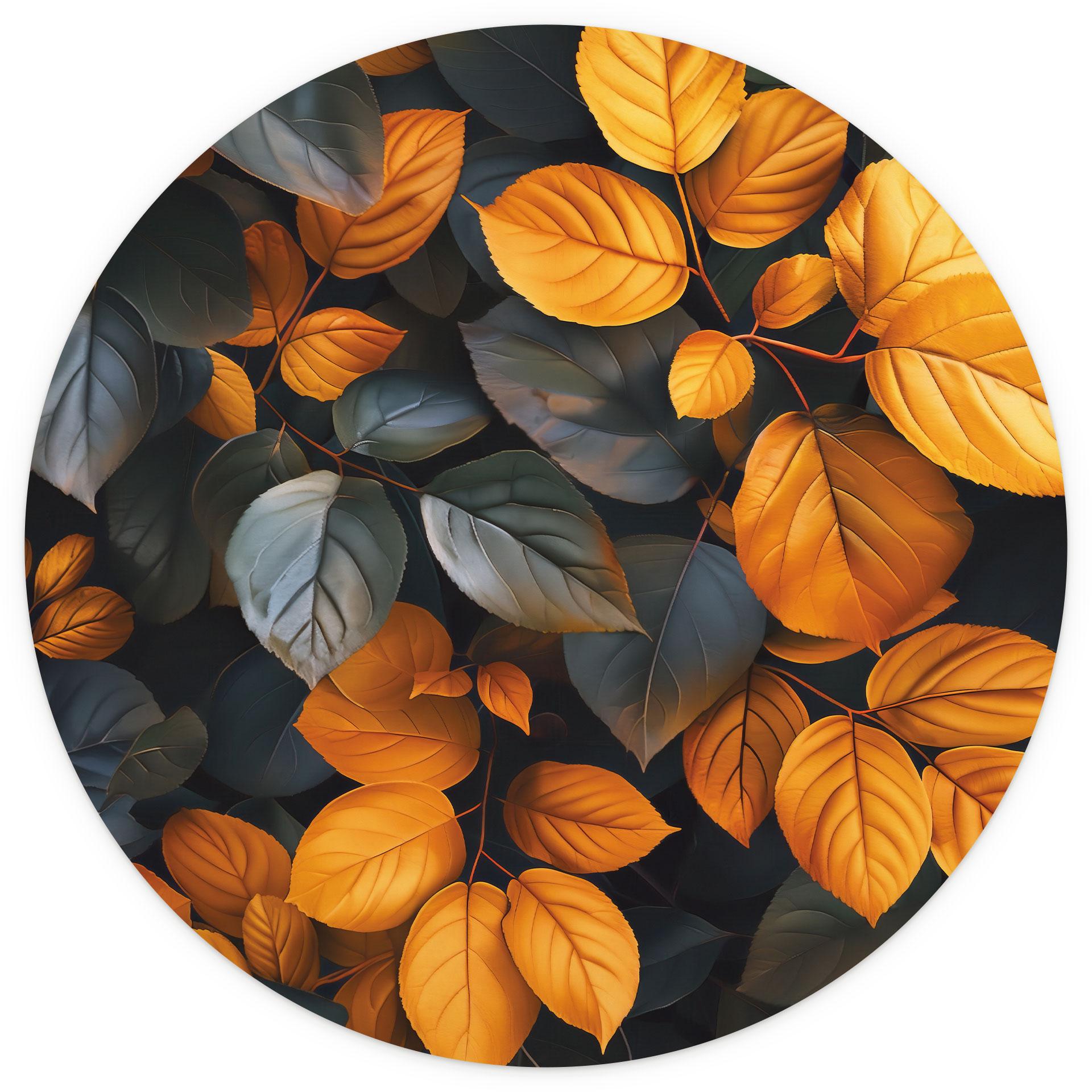 Fotobehang planten - gloeiende bladeren in de herfst - Jaszke - Rond - vliesbehang/zelfklevend vlies