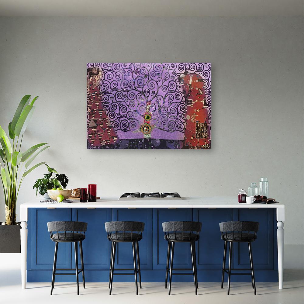 Canvasbillede, Gustav Klimt violet livstræ