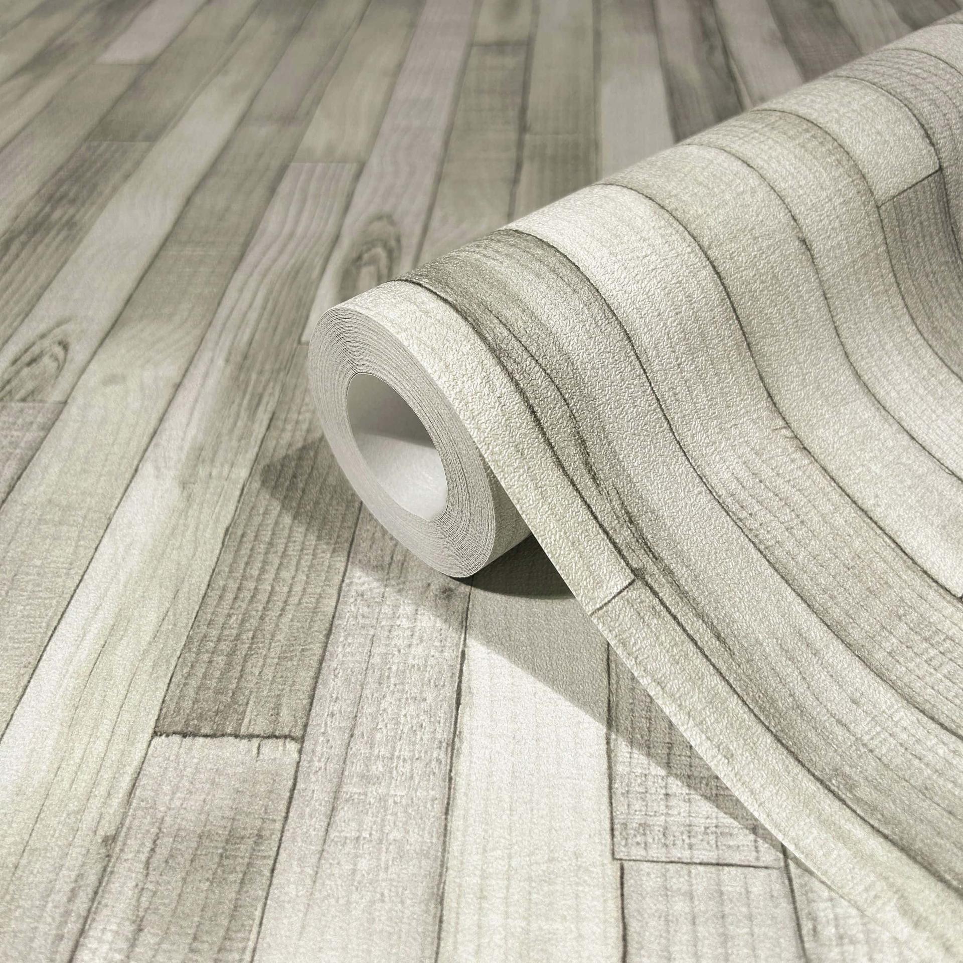 Non-woven tapet i trælook med korn grå træeffekt