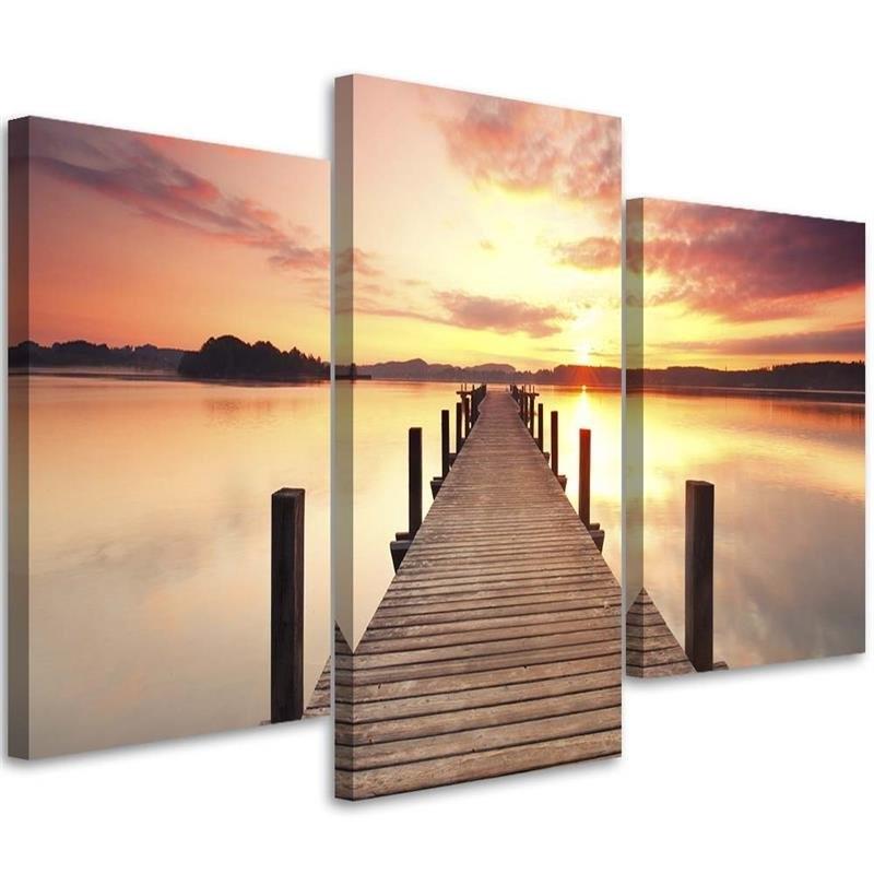 3 stykke lærredstryk, Jetty Lake Sunset