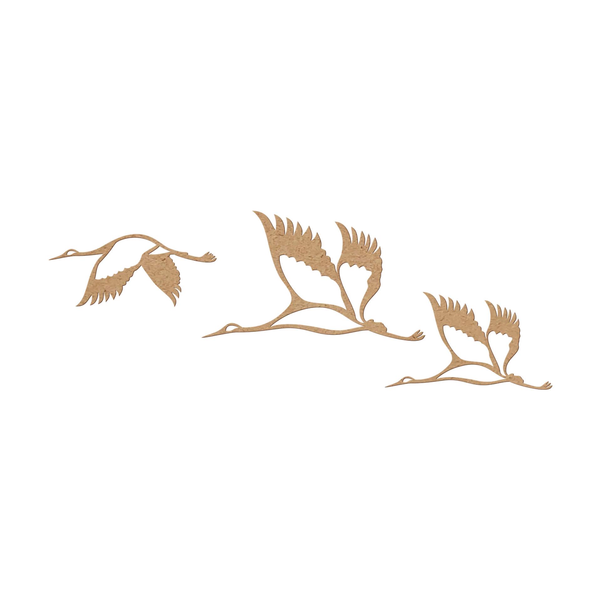 MDF Decoratie Naturel Kraanvogels (3-delig)