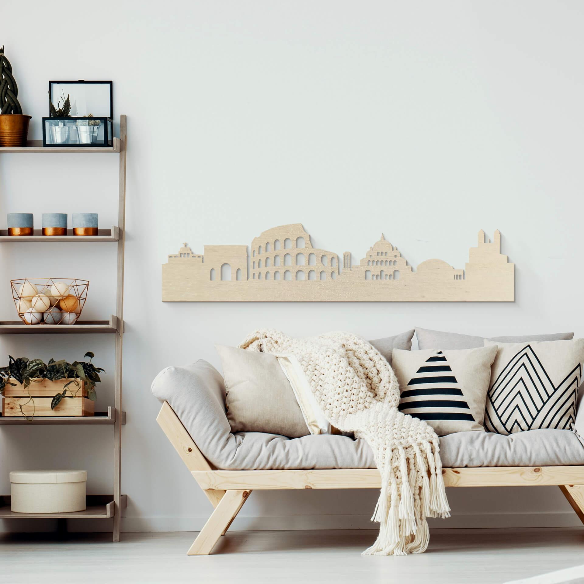 Décoration murale en bois placage peuplier - Skyline de Rome