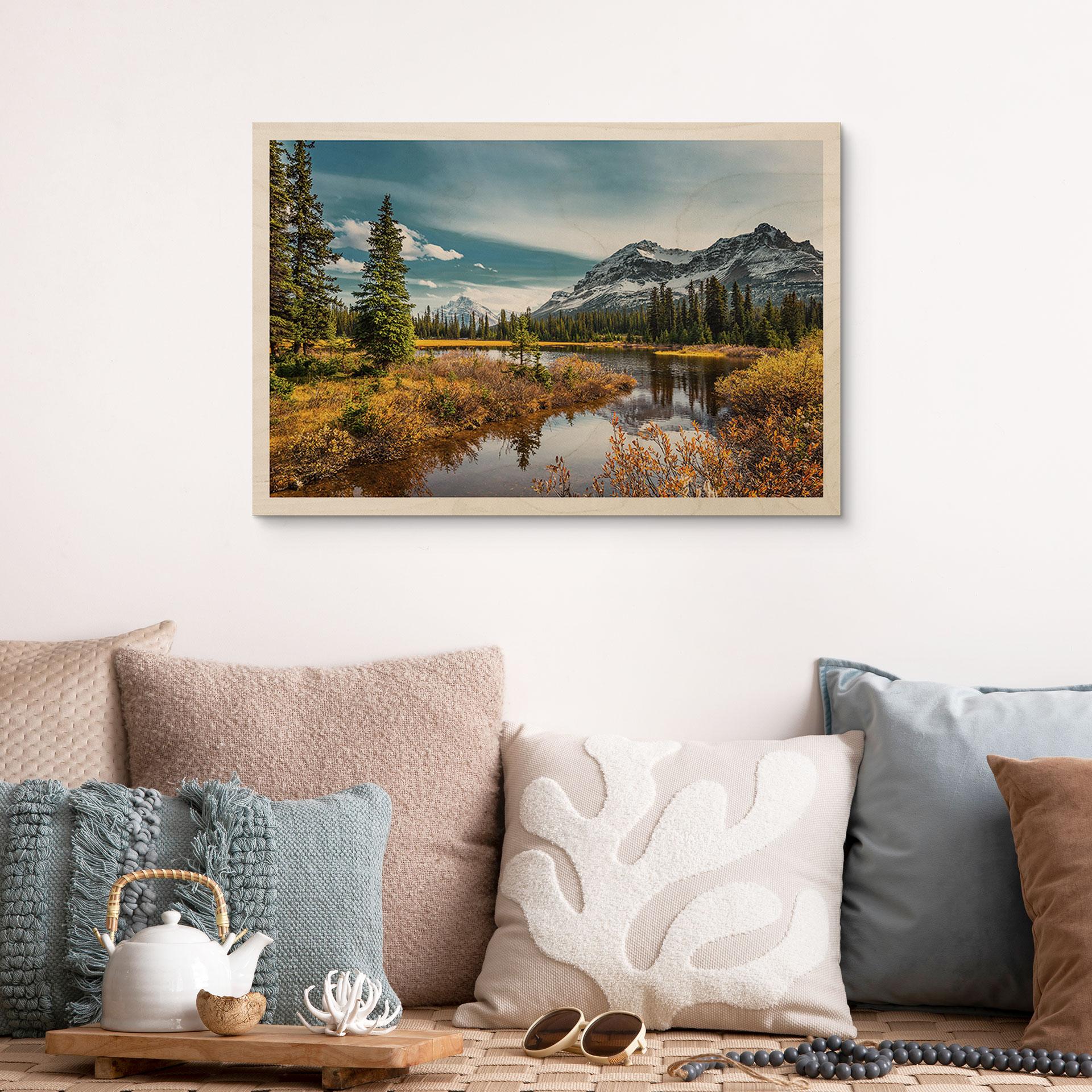 Holzbild Berg-Idylle am zauberhaften Kiefernwald