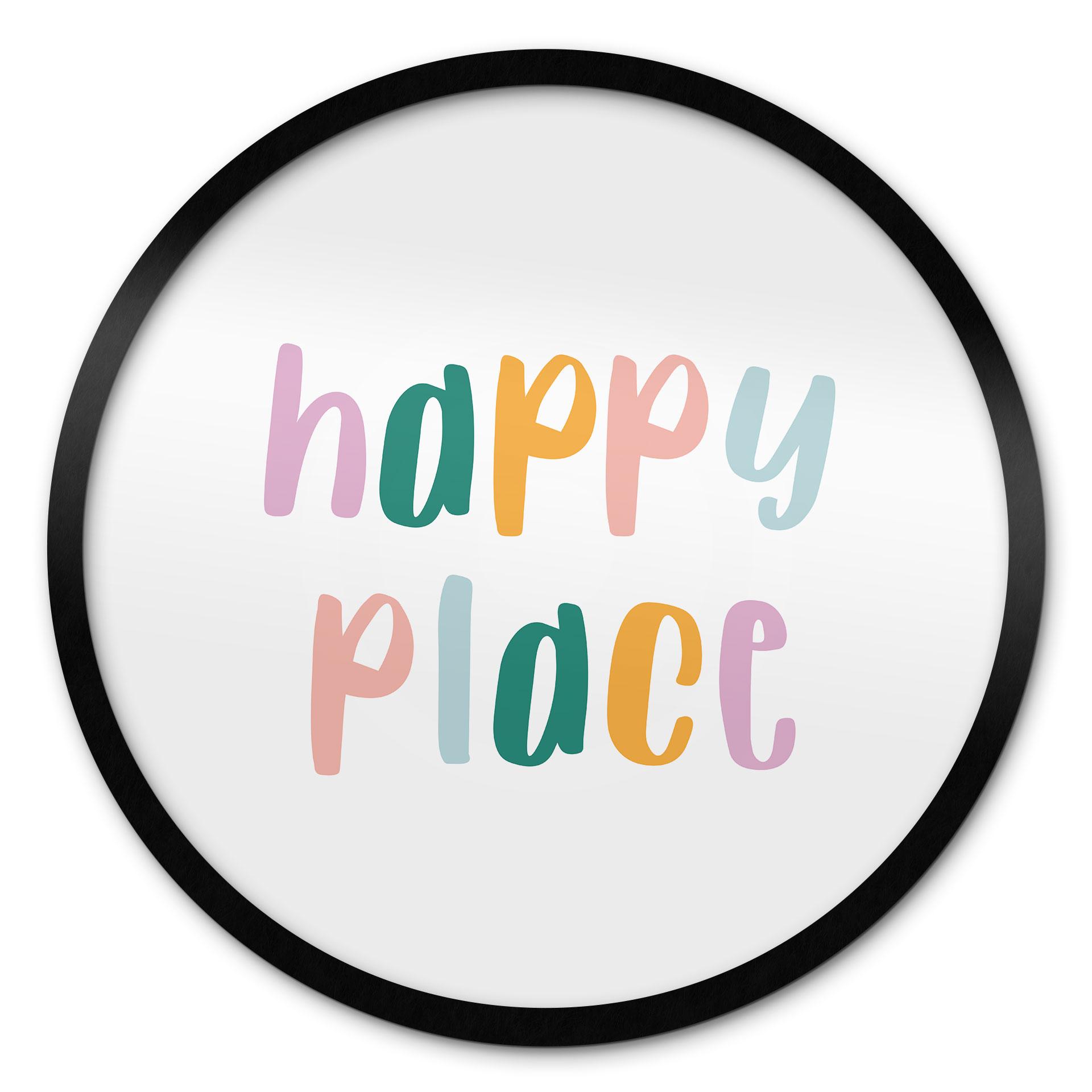 Spruch Poster - Happy place - Rund