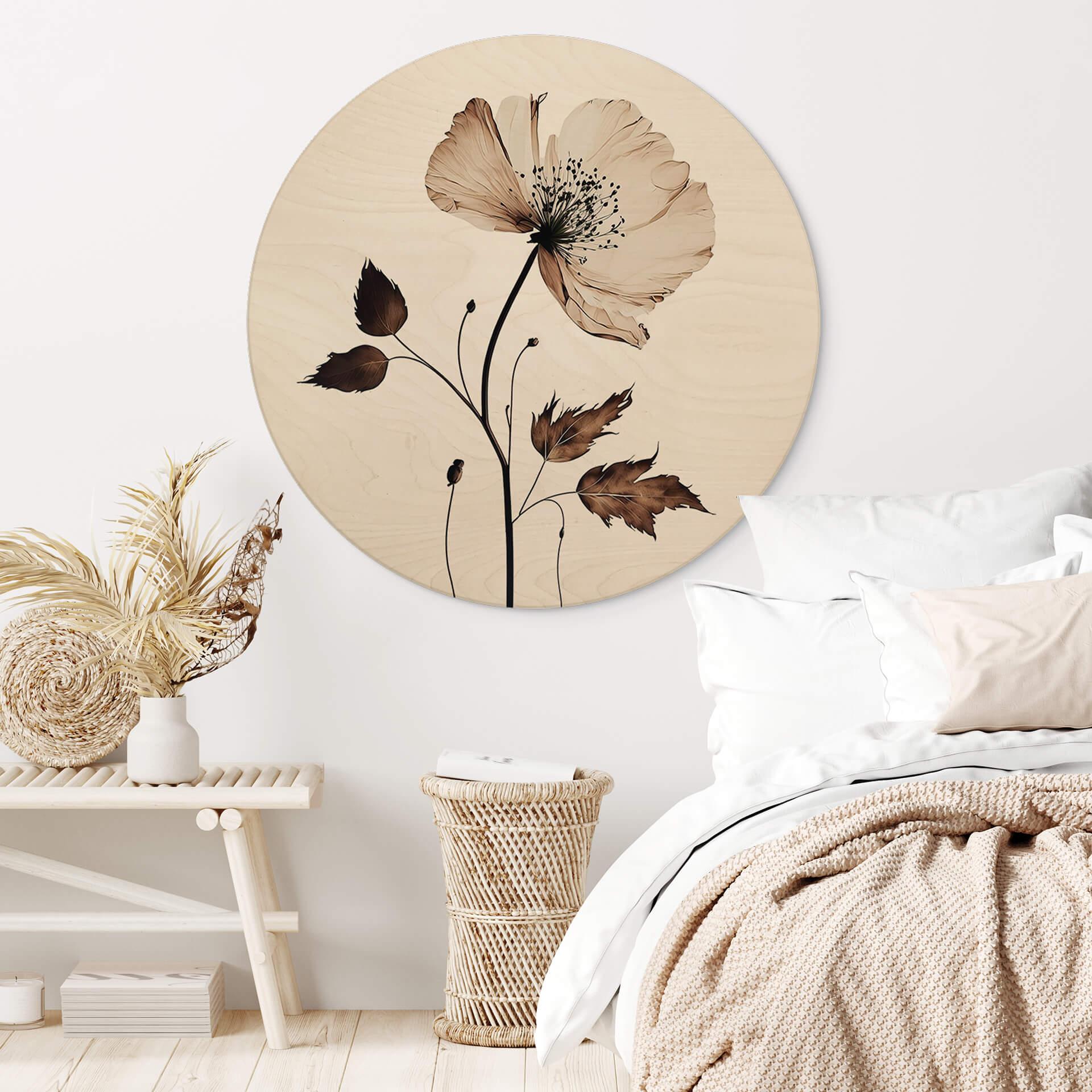 Væg cirkel træ Dried Flowers in Cream - Treechild
