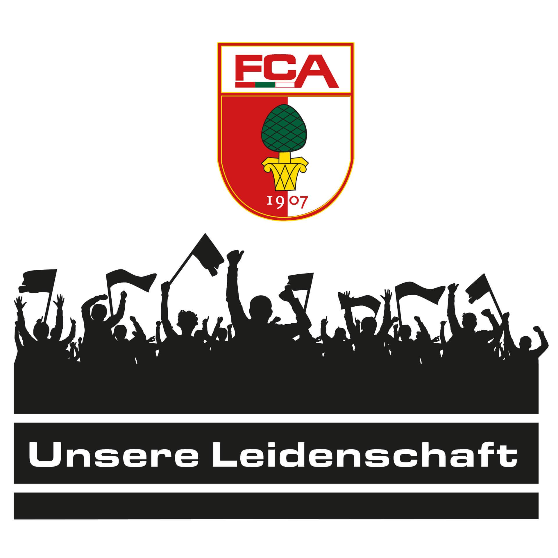 Wandtattoo FC Augsburg Unsere Leidenschaft mit Fans mit Logo farbig