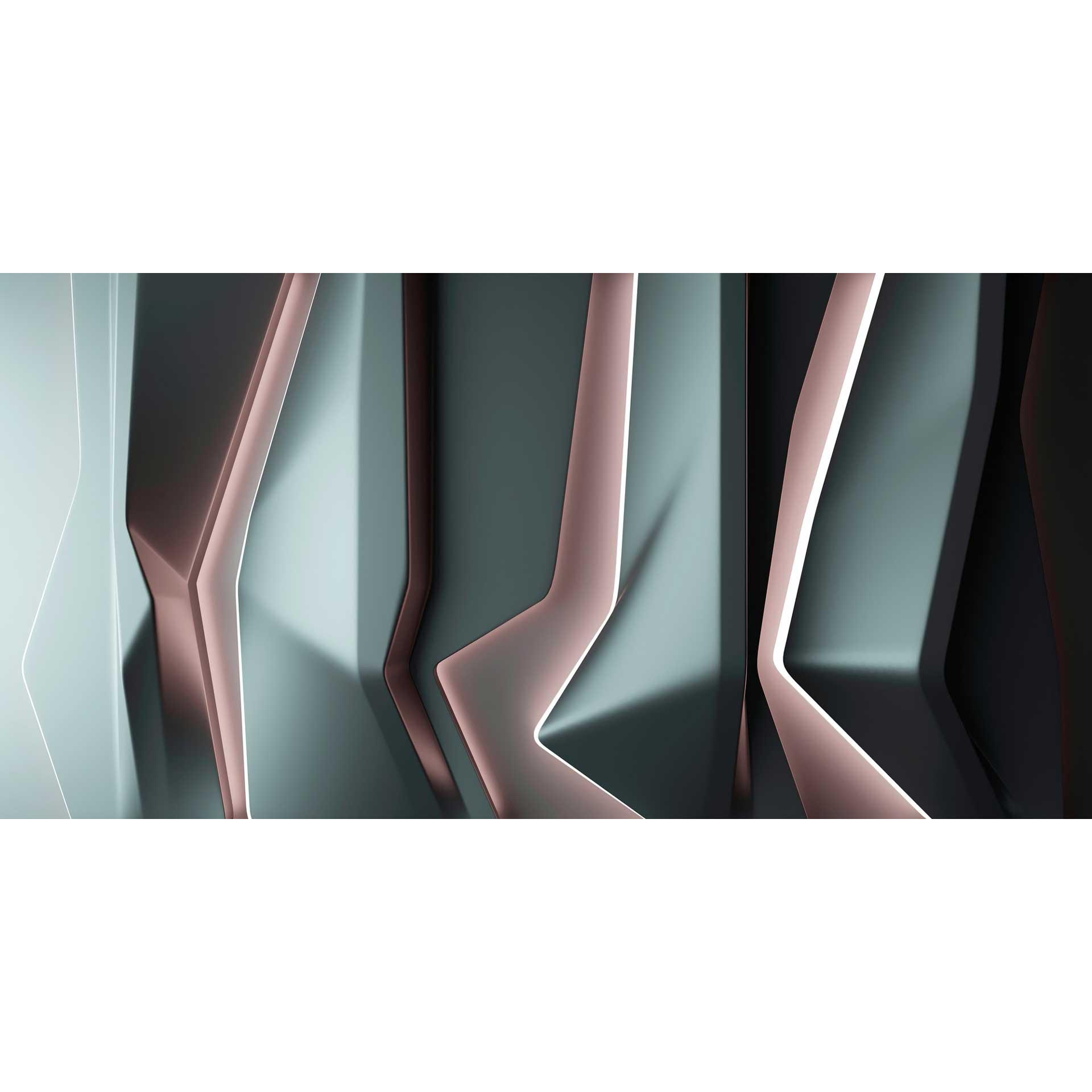 Abstract geometrisch 3D fotobehang met metallic glans - modern vliesbehang in diepzwart