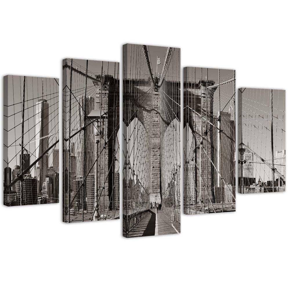 5 stykke lærredstryk, Brooklyn Bridge New York