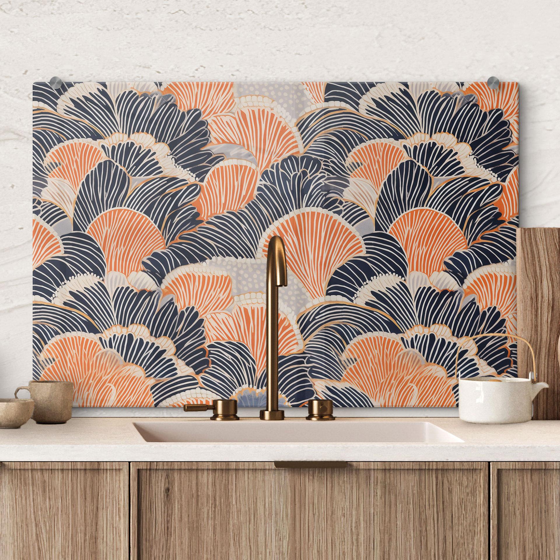 Spritzschutz Muschelmuster in Orange-blau - Treechild