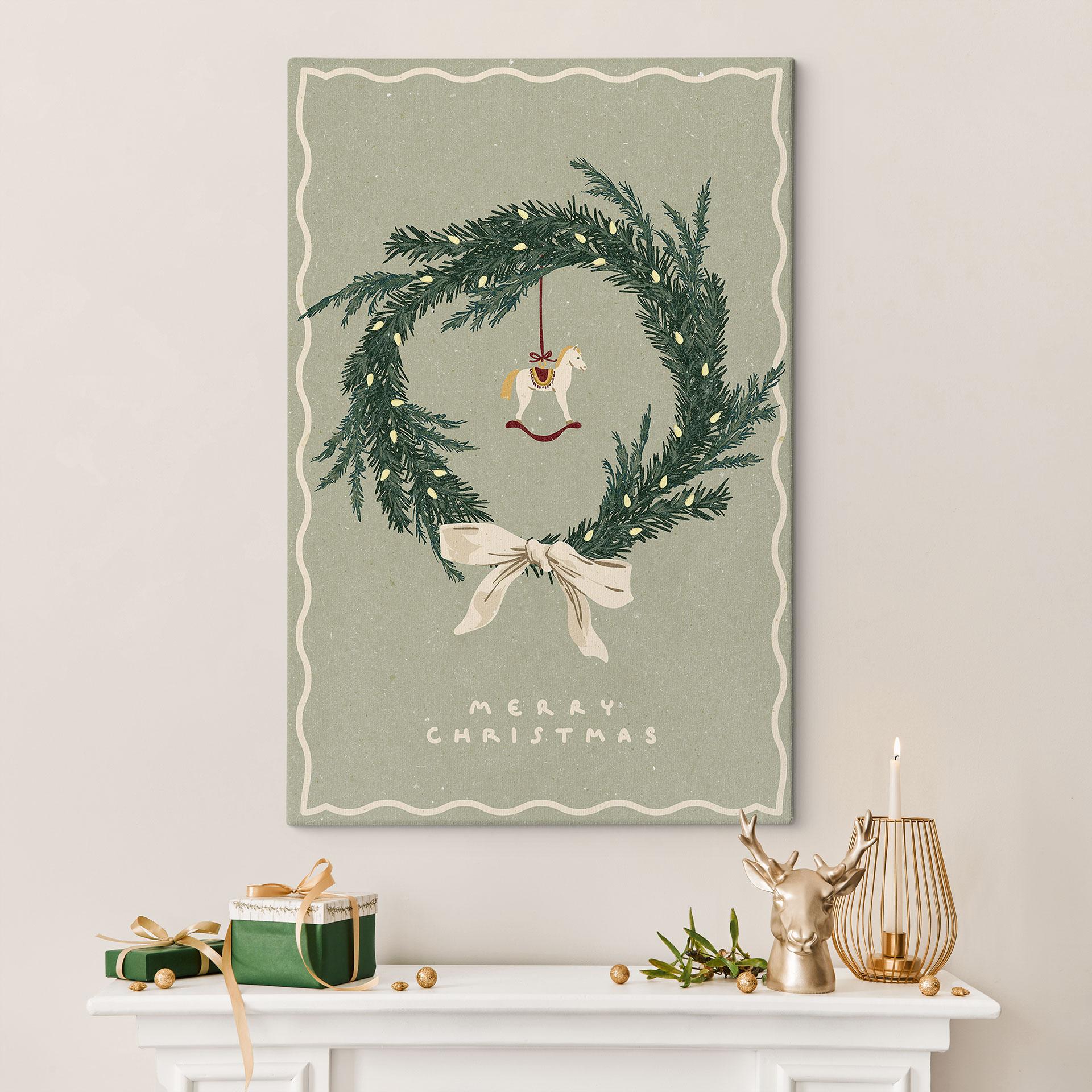 Canvasbillede Julekrans med gyngehest - NKTN
