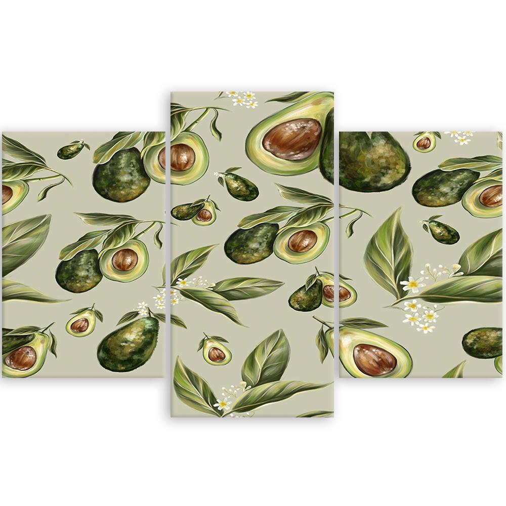 Lærredstryk 3 dele, halve avocado