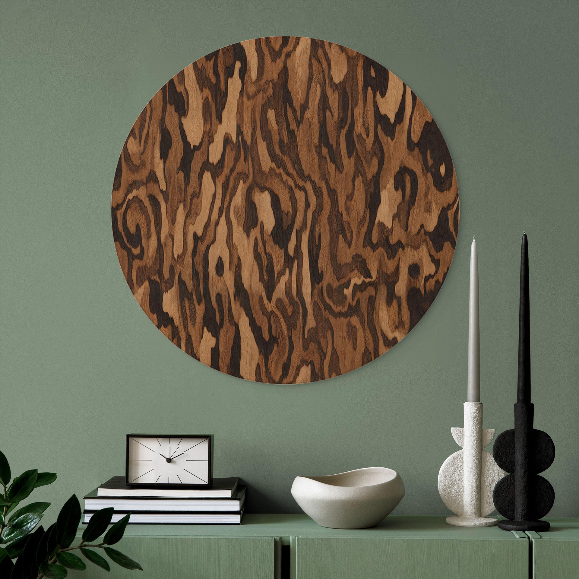 Quadro in Legno Ettore Walnut - Venatura del Legno Astratta - Sir Edward x Grigory Gladarev - Rotondo
