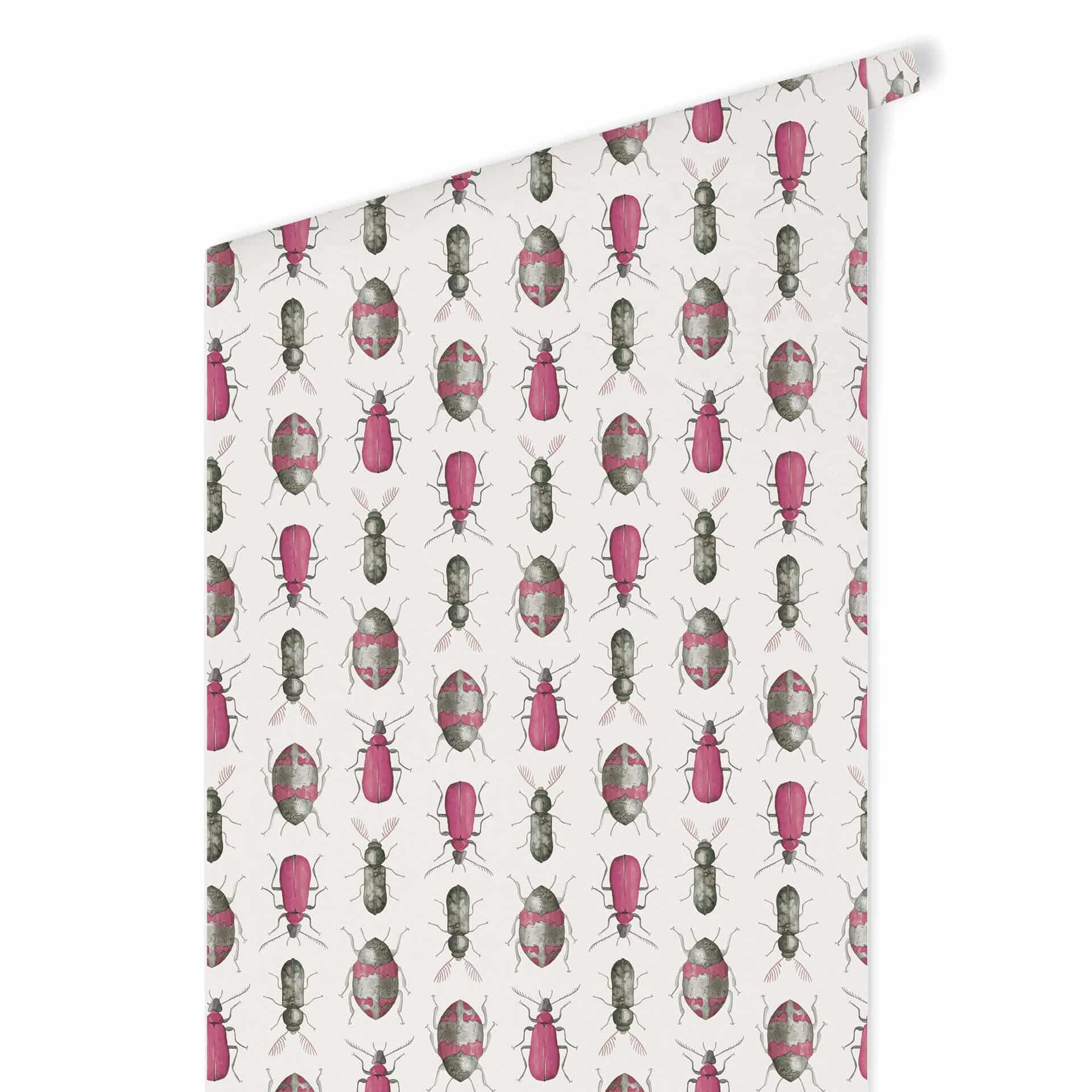 Patroonbehang – Colourful Beetles – roze