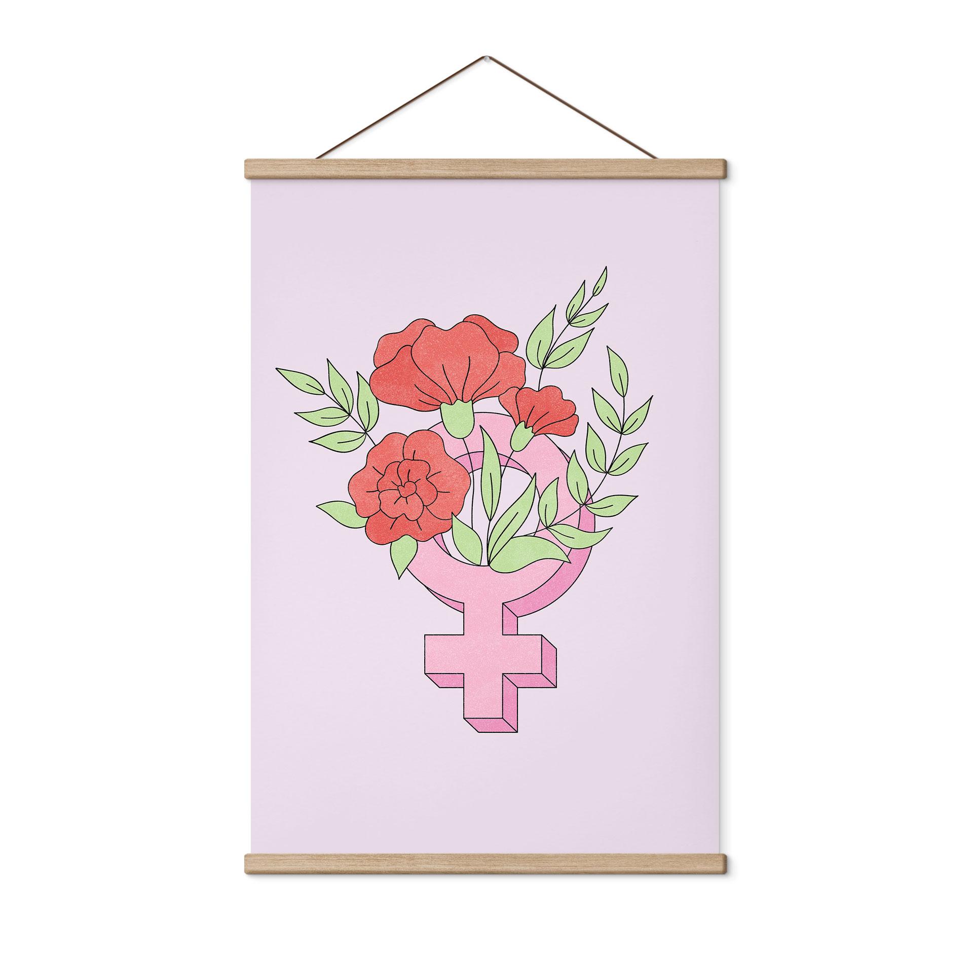 Tekstil plakat Venus-tegn med blomster