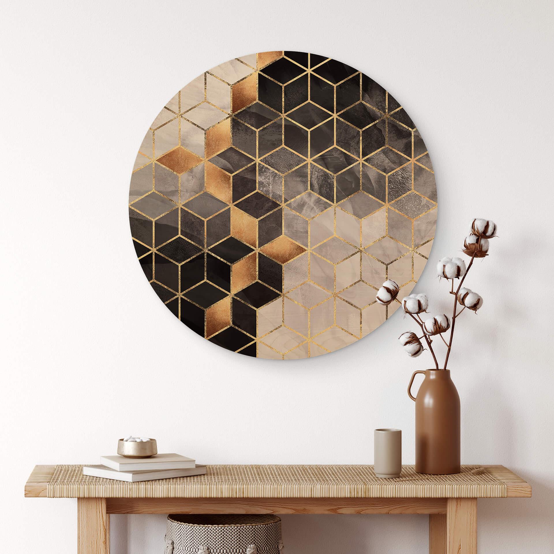 Obraz drewniany Fredriksson - Smoky Cubes - Round