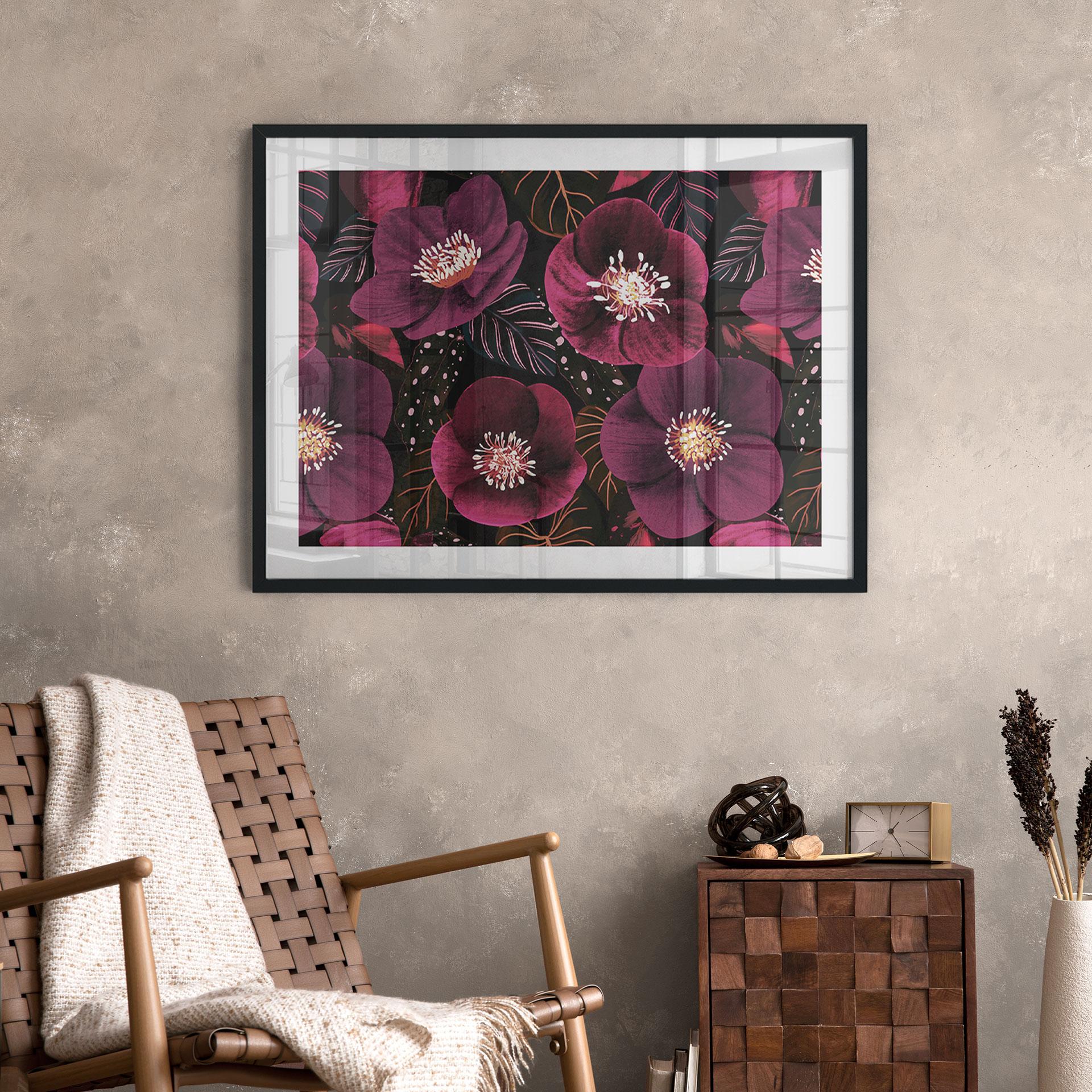 Plakat Blomsterpragt i lilla toner - Anis-illustration