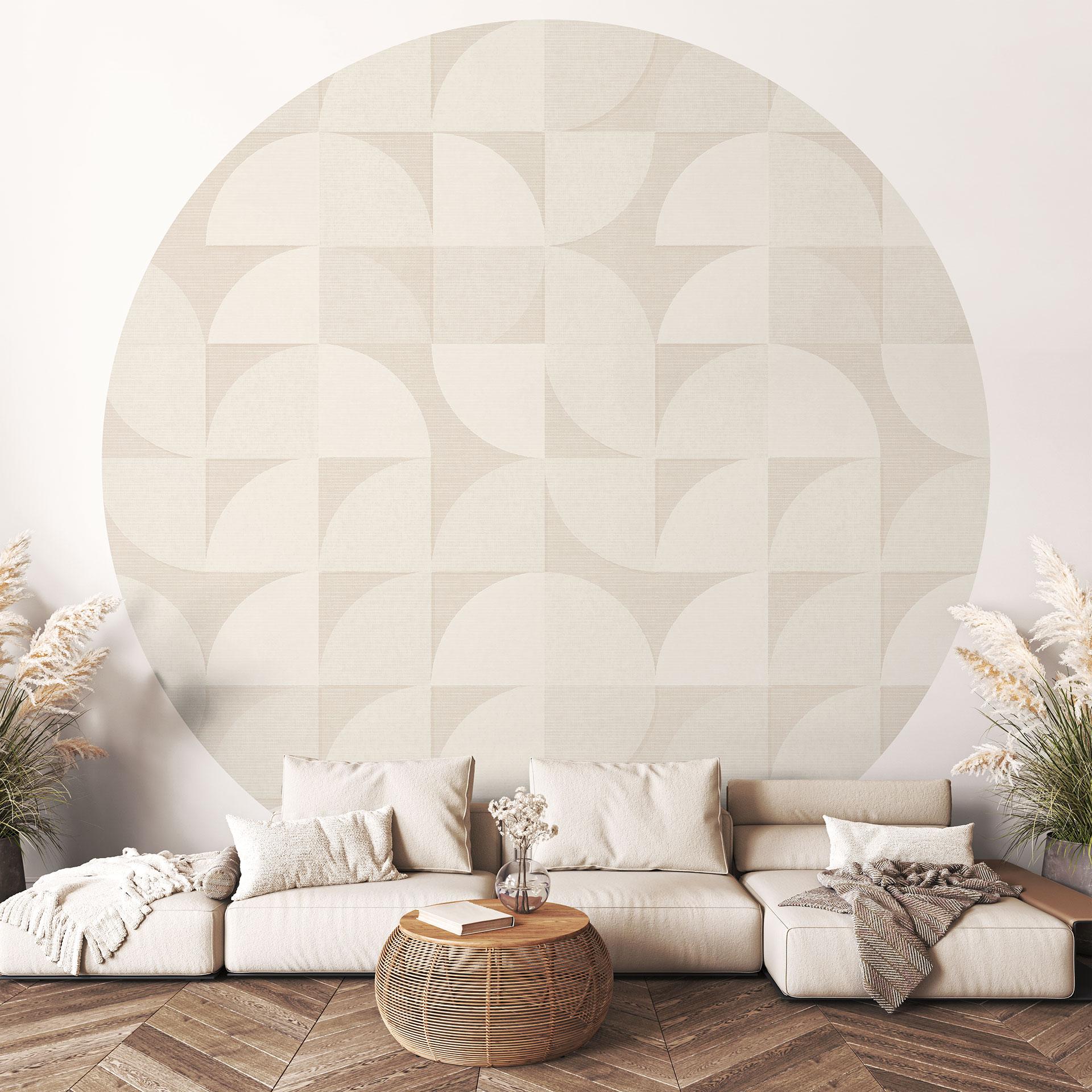 Fototapet med halvcirkel i retrostil - Bloomery Decor - Rundt - selvklæbende/ikke-vævet