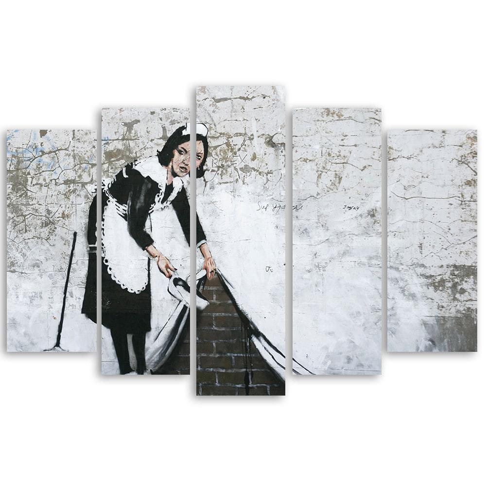 Lærredstryk 5 stykker, Banksy Maid Street Art