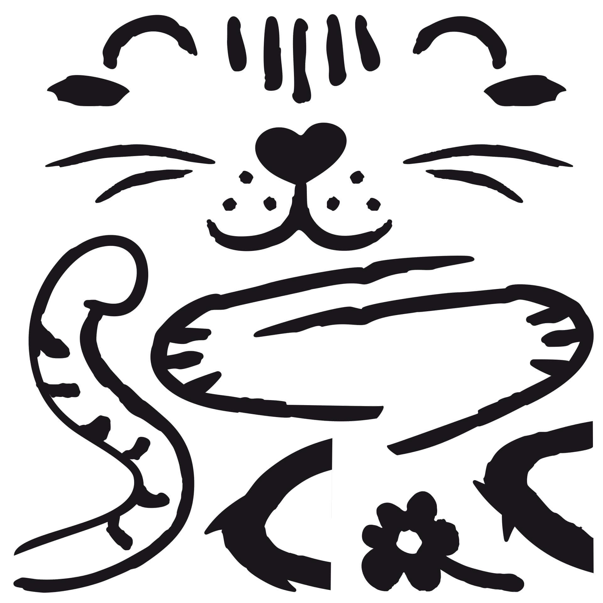Muursticker Kat met bloem