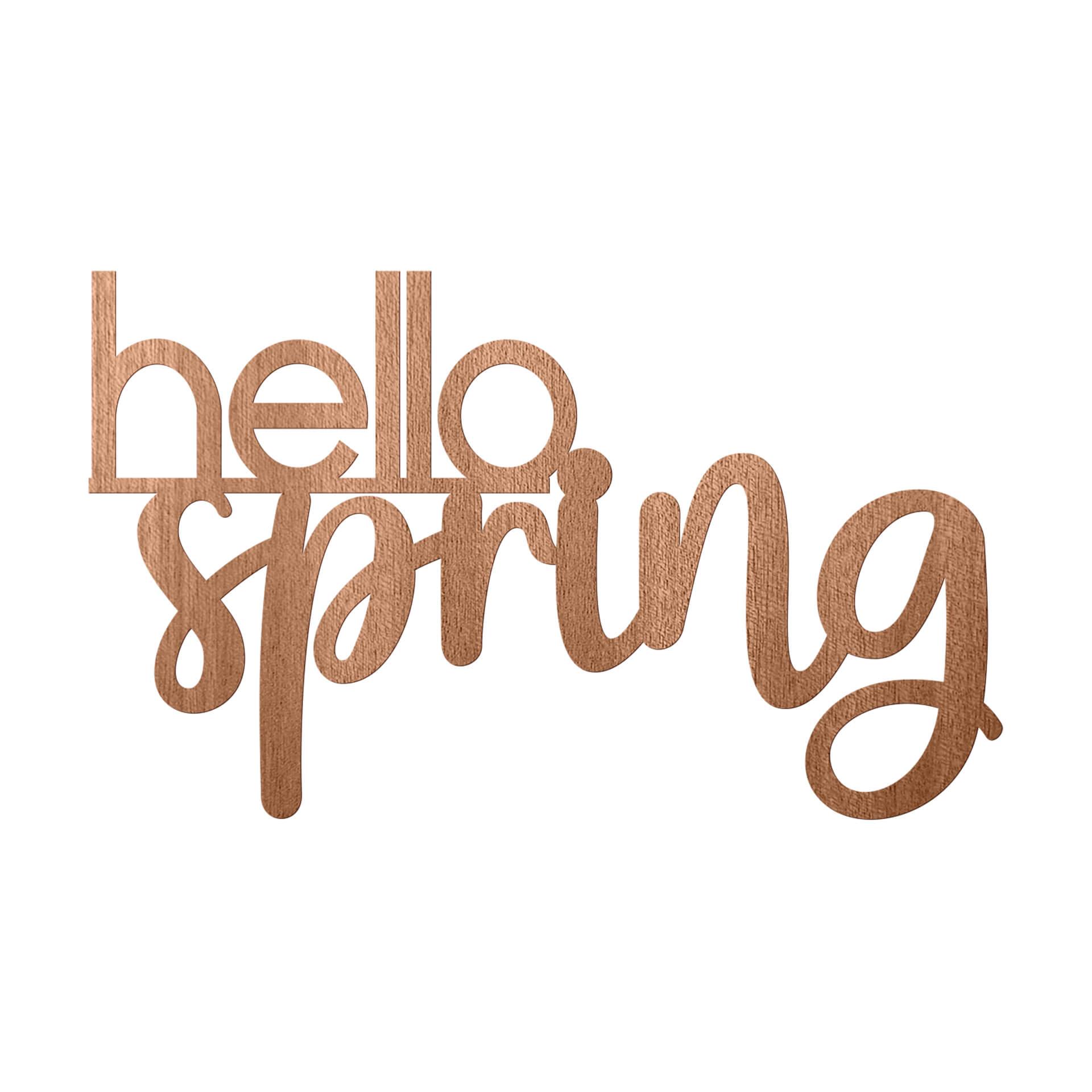 Træ vægdekoration mahogni finer hello spring