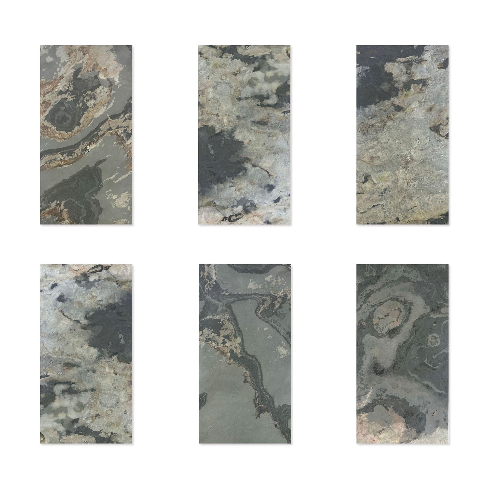 Echtstein - 3D Wandpaneel, Set aus 6 Natursteinplatten als luxuriöse Wandverkleidung - Patina Schief