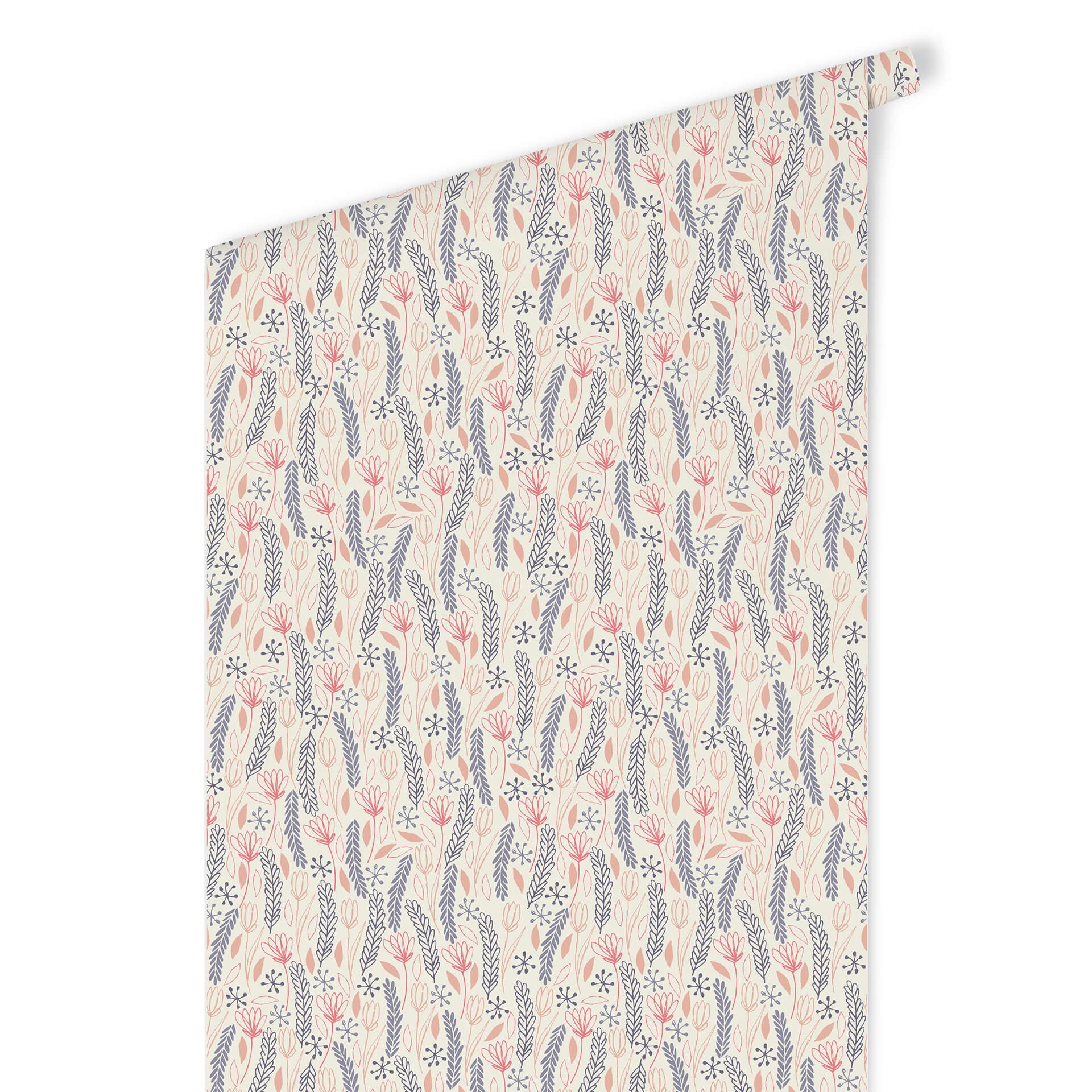 Patroonbehang Korenveld Roze Grijs