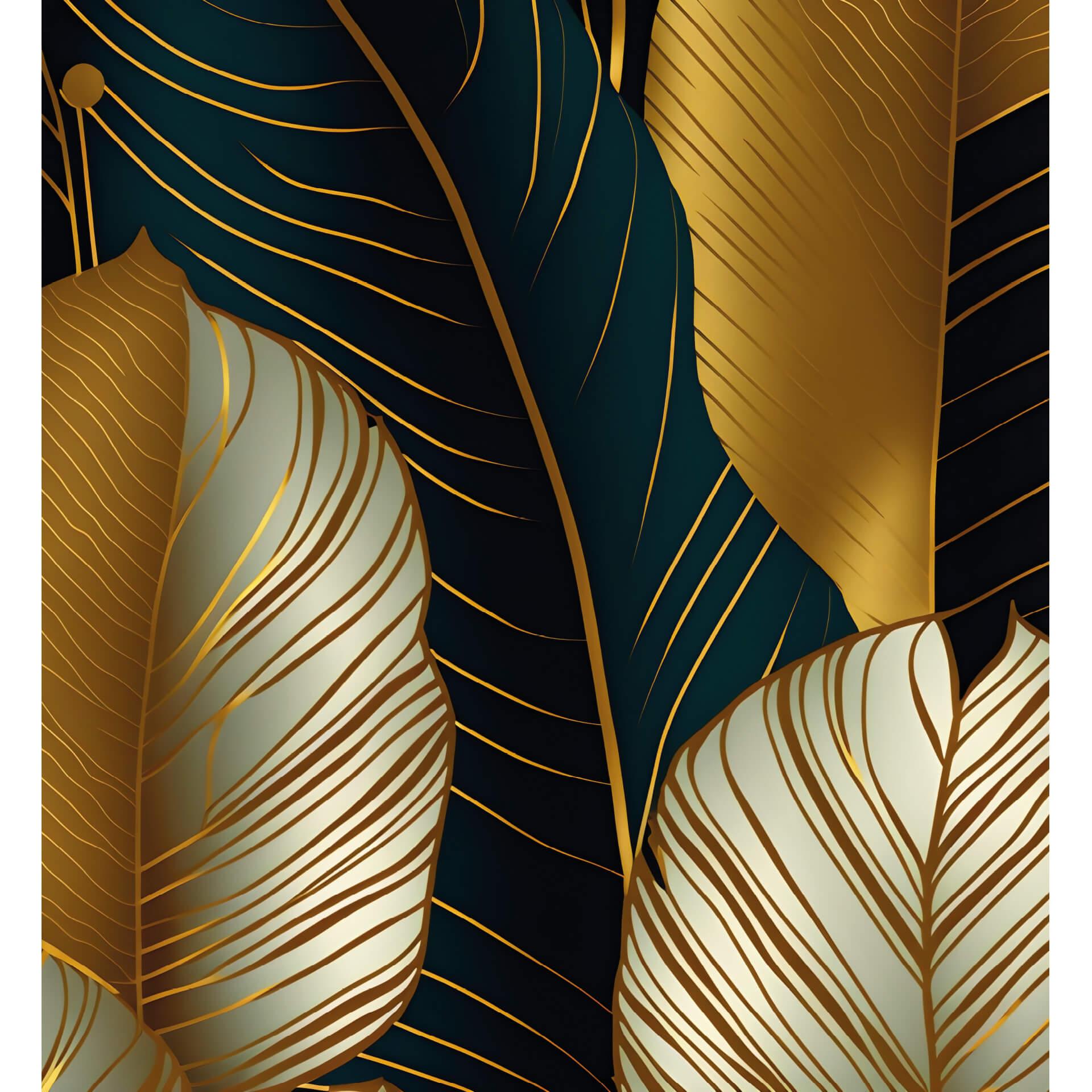 Fotobehang Gouden Palmbladeren
