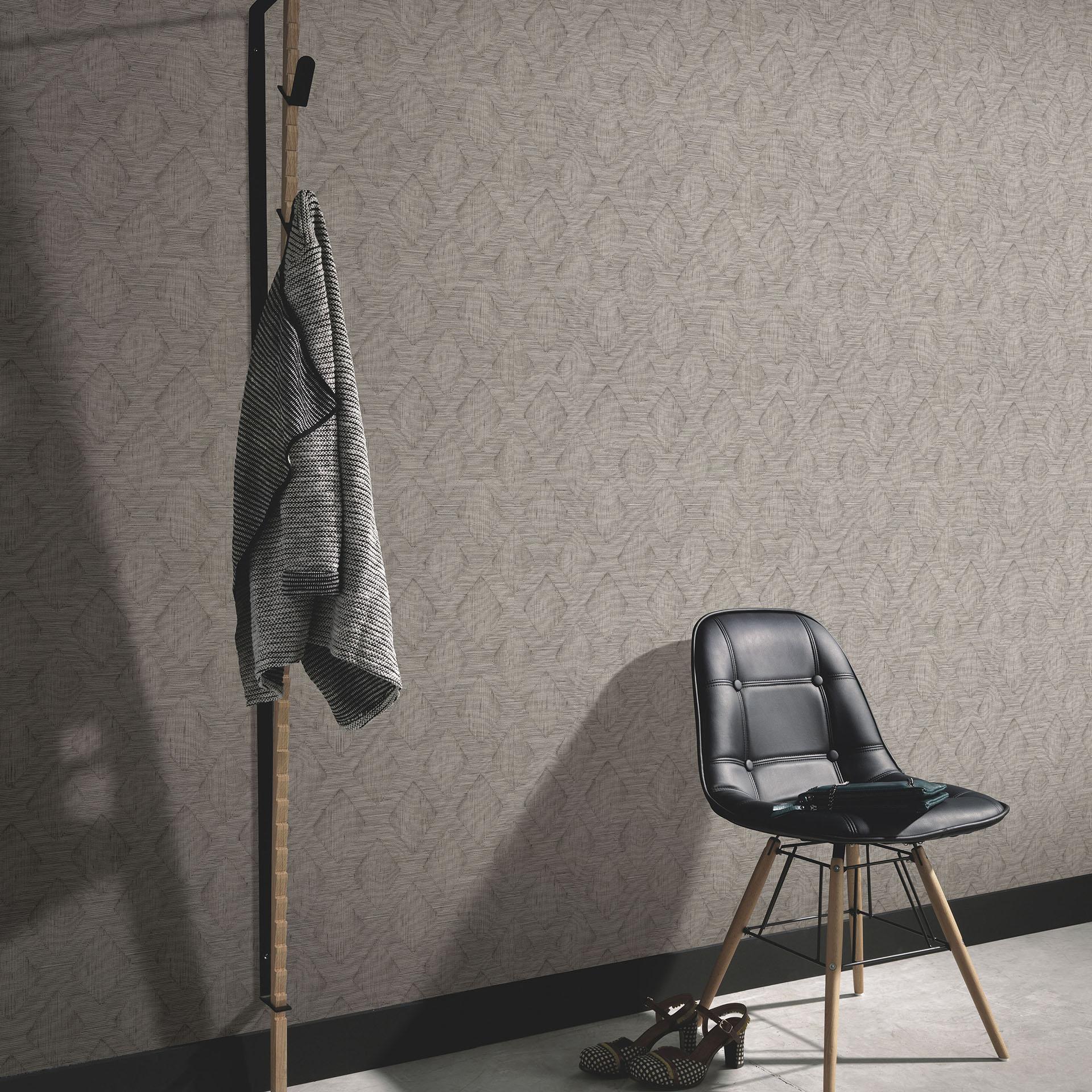 Ikke-vævet tapet, grafisk tapet Secret Garden taupe