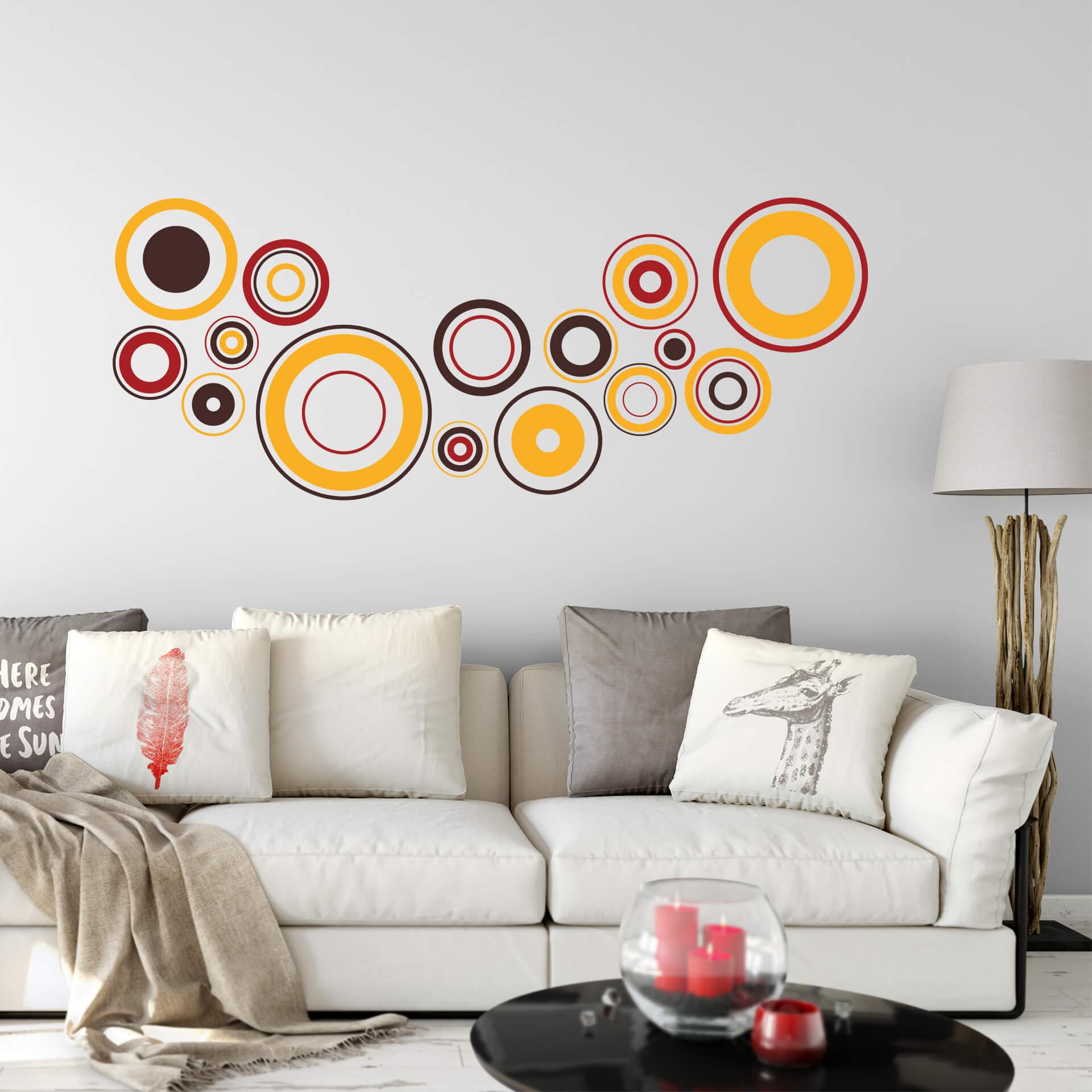 Muursticker Retro Discs Oranje
