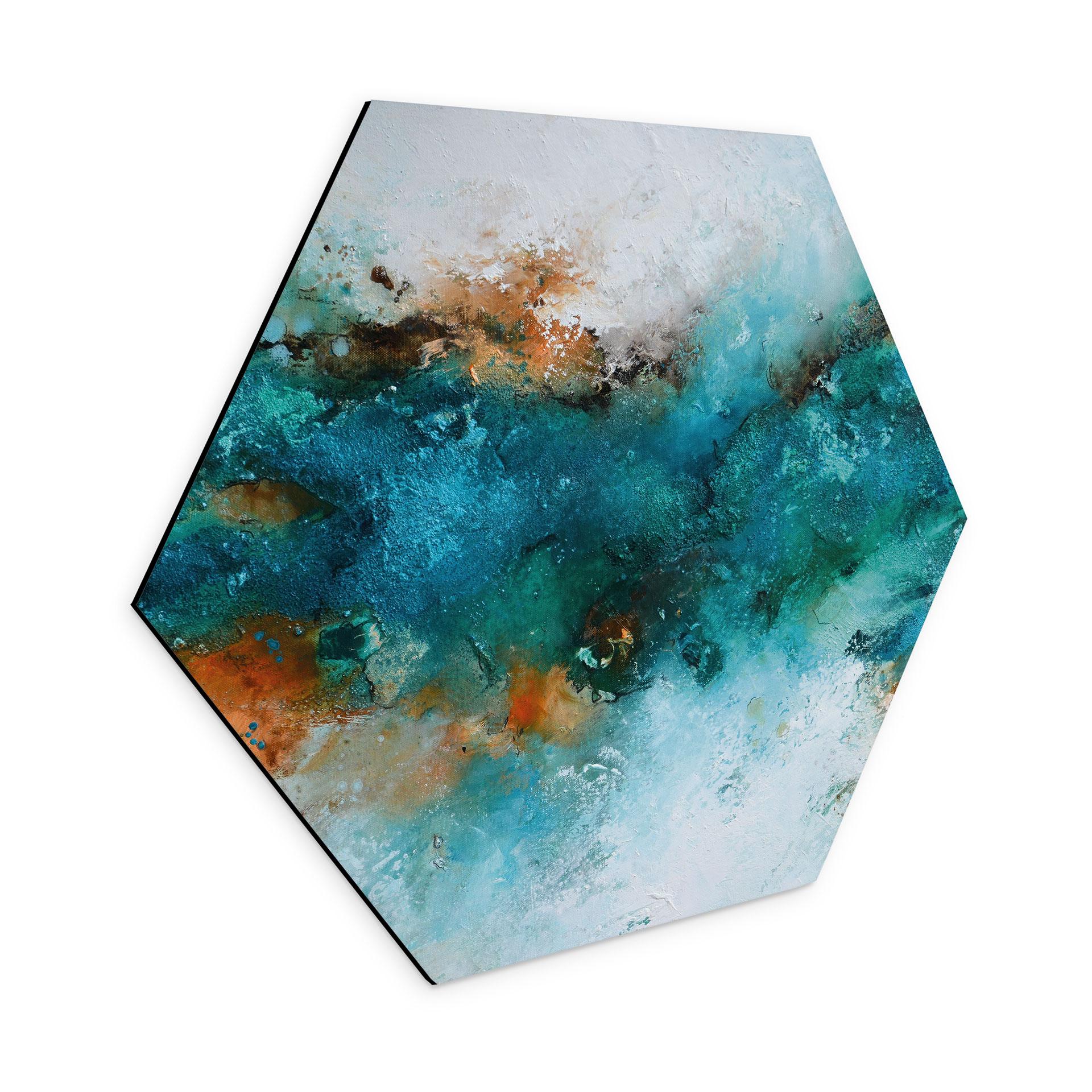 Hexagon Wandbild Gefrorenes Wasser - Fedrau - Alu-Dibond