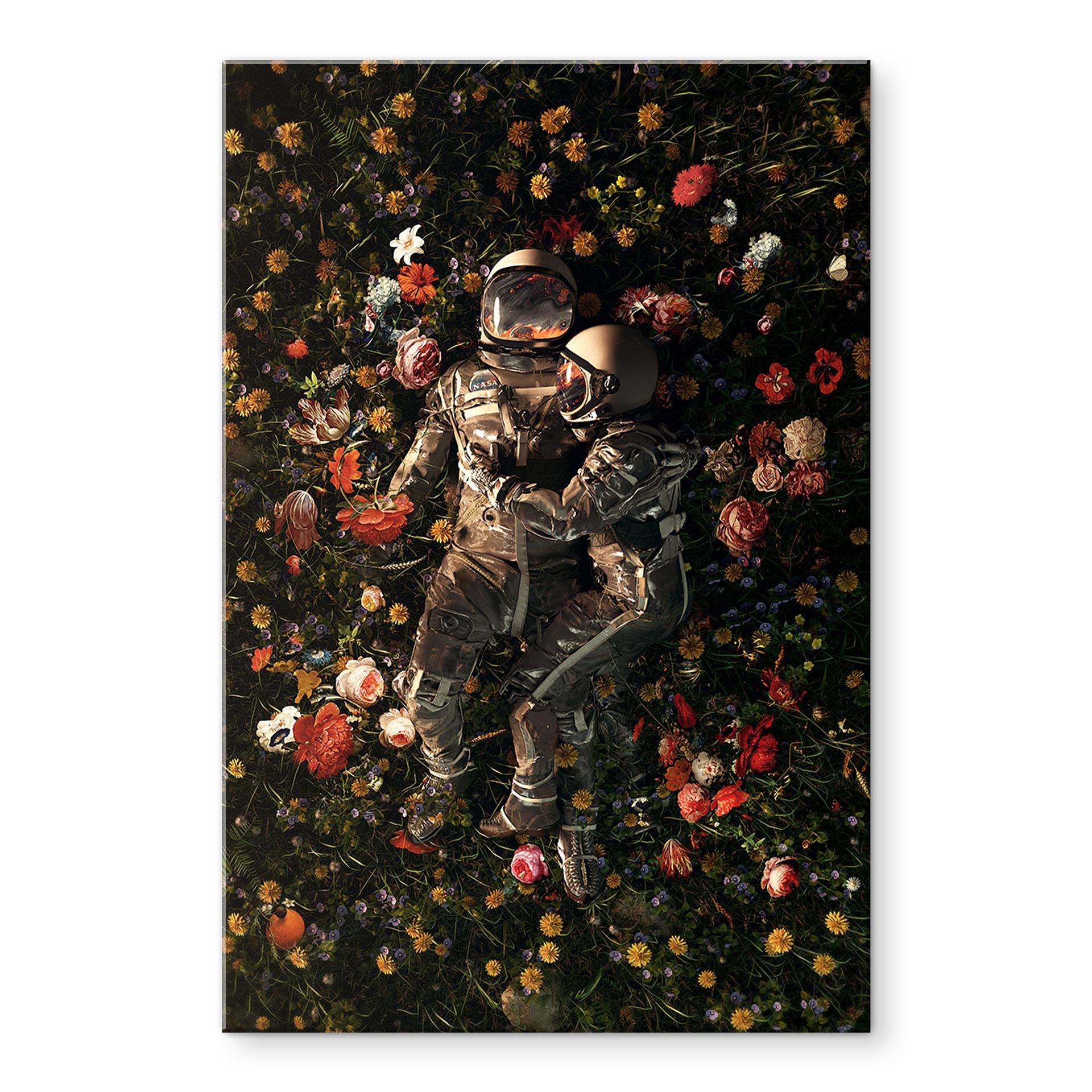 Akrylbillede Astronauter på en blomstereng - Nicebleed
