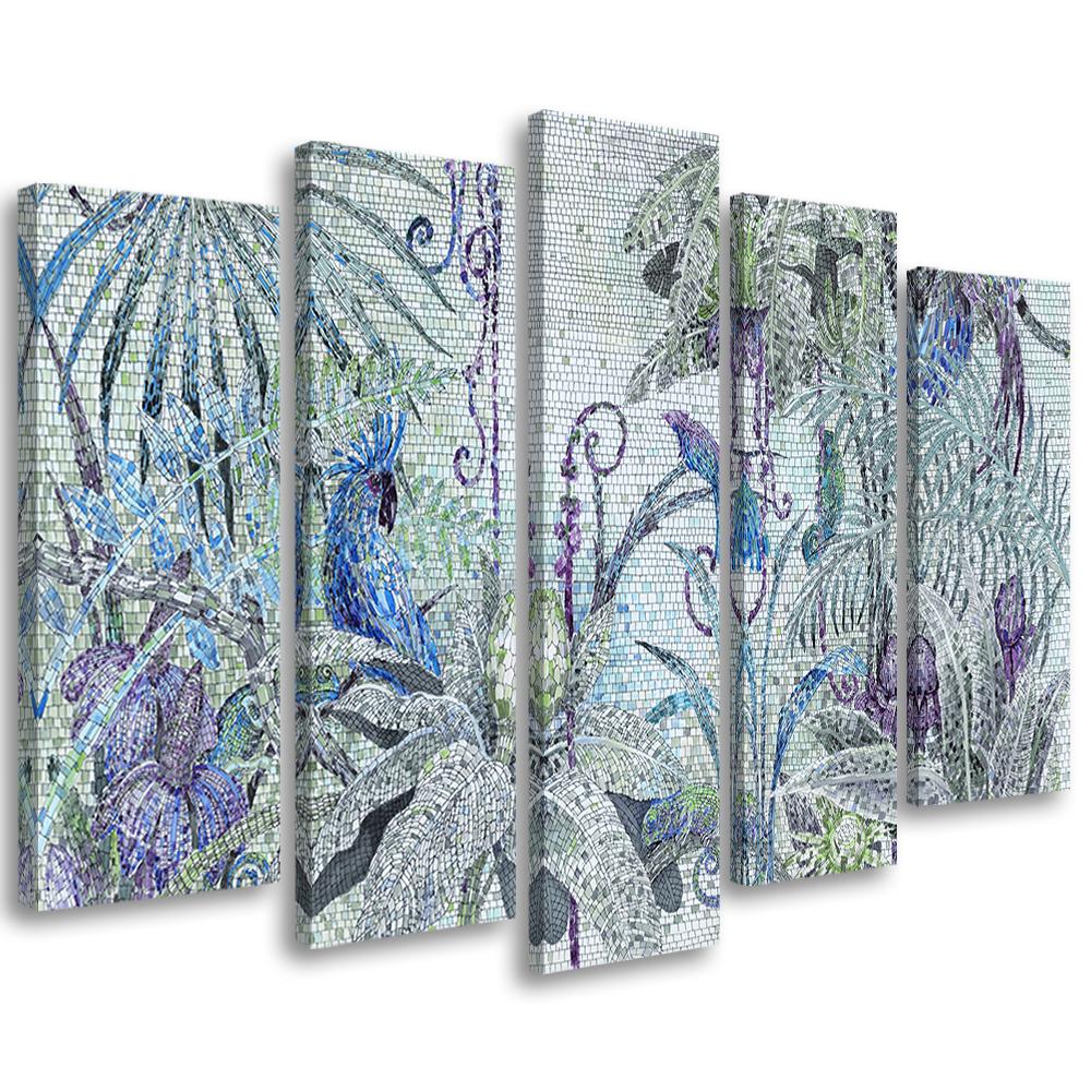 5 stykke lærredstryk Mosaikjungle