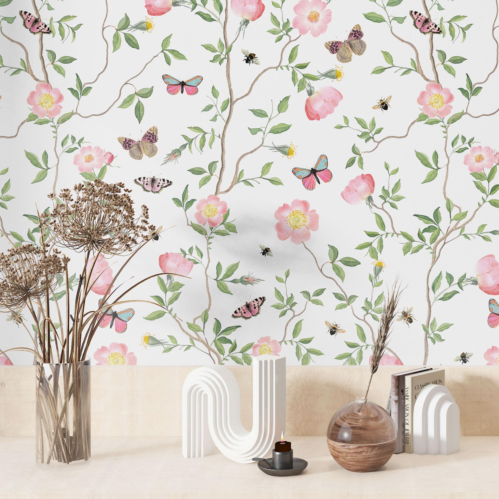 Carta da parati a motivi Rosa di Natale in primavera - UN Designs