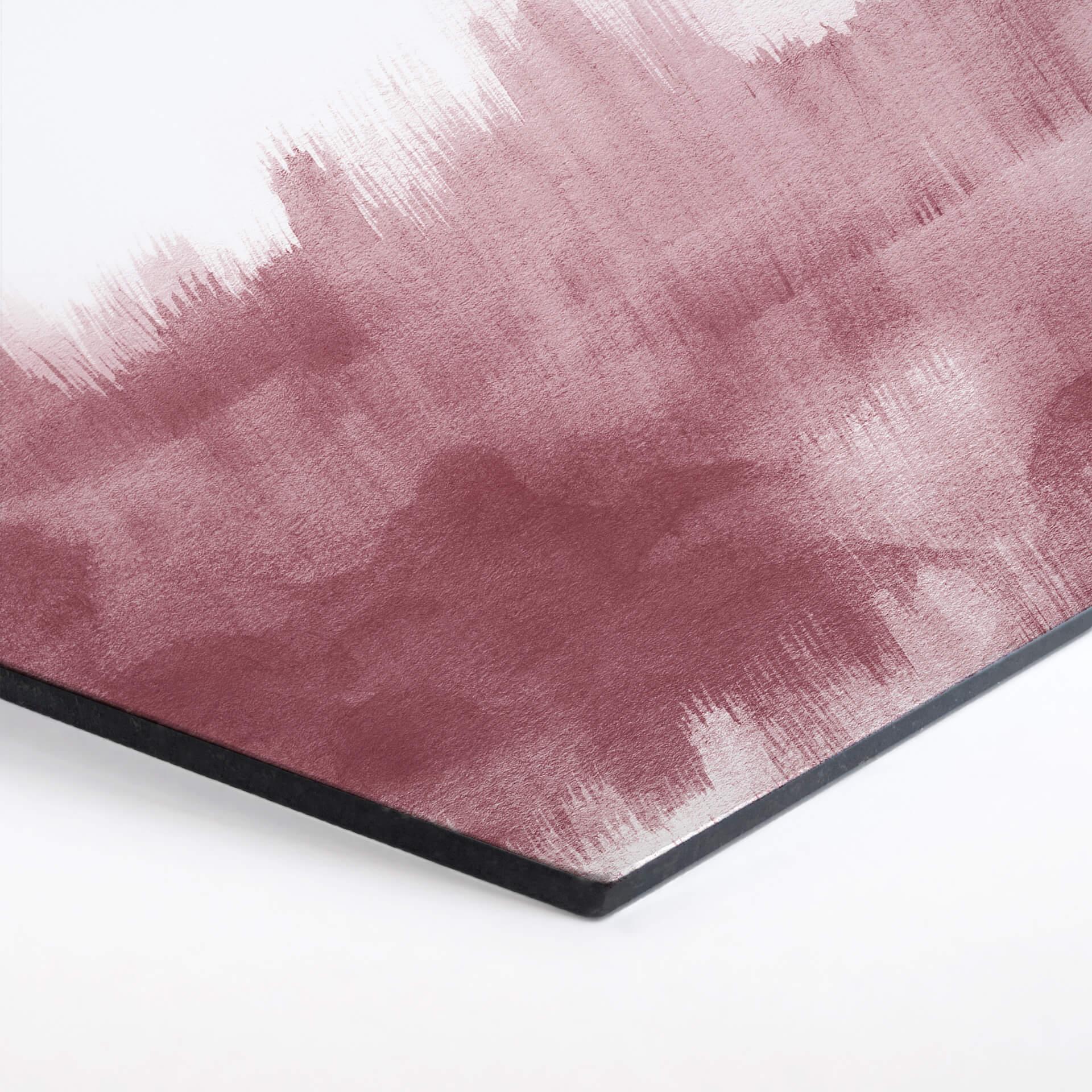 Hexagon - Alu-Dibond Nouveauprints - Watercolour Brush Strokes (rosé)