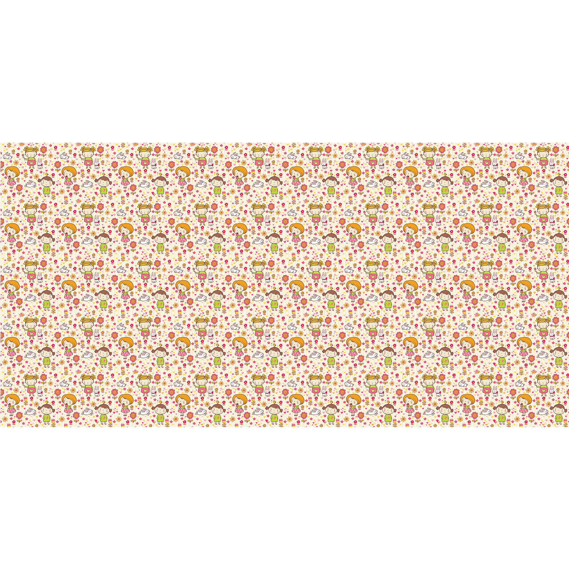 Fotobehang bloemen plukken met vrienden
