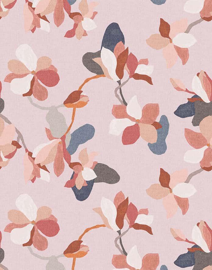 Fotomural flores, hojas naturaleza floral, moderno en rosa-marrón