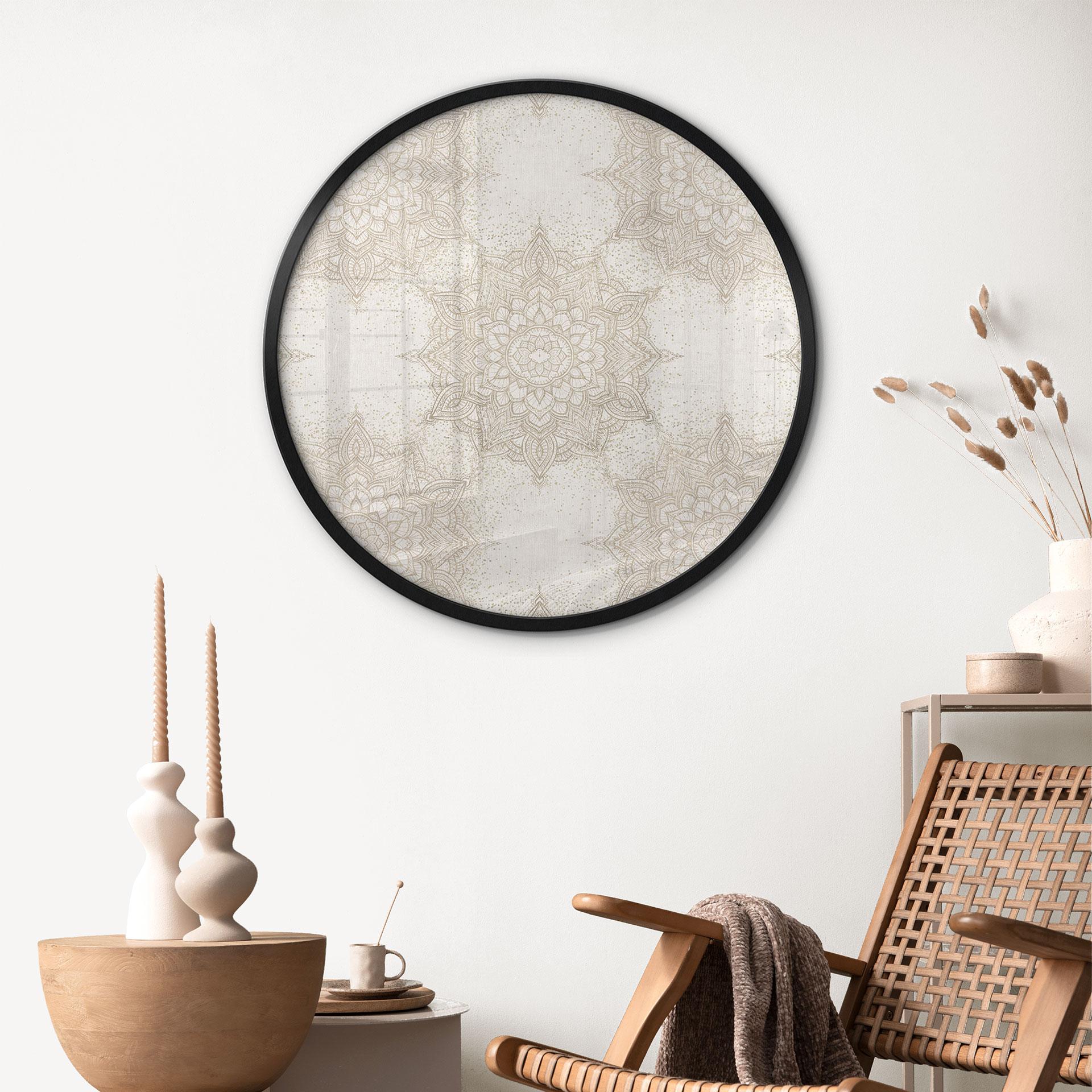 Elegant mandala plakat i sandguld - Bloomery Decor - Round