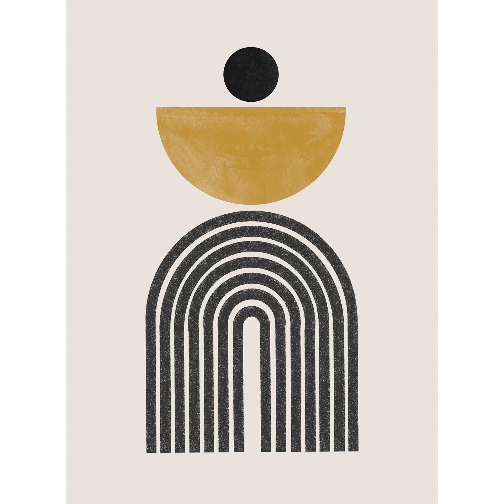 Fotobehang Miuus Studio - Abstracte Boog met Strepen Zwart en Goud