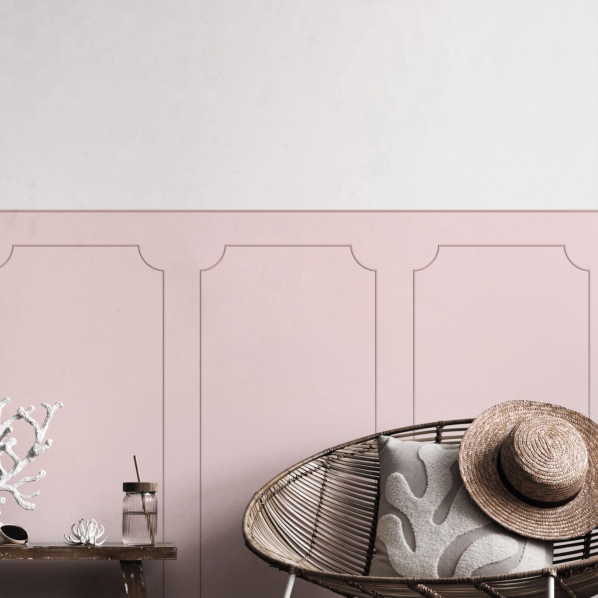 Wandpanelen Wandbekleding roze met sierbiesoptiek